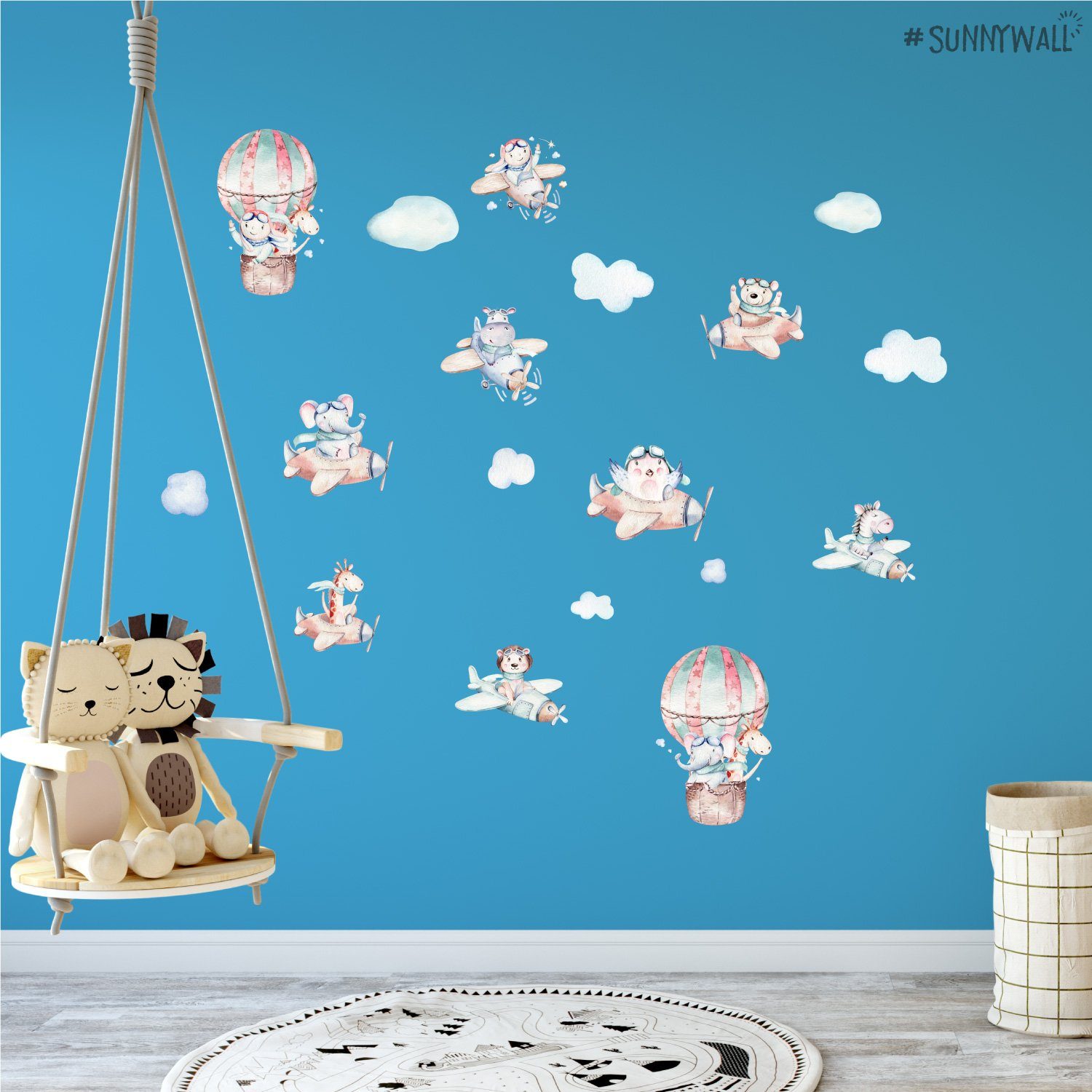 Sunnywall Wandtattoo Flugzeug Tiere Wandsticker Wandtattoo (3 St), konturgeschnitten