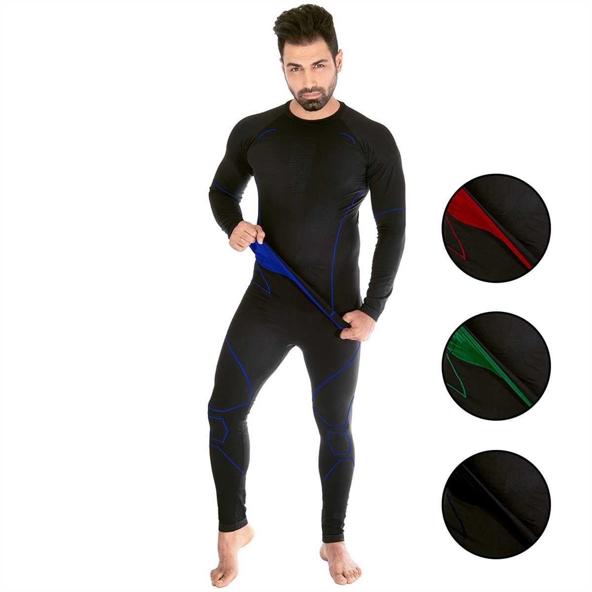 Black Snake Funktionsunterhemd neverest Funktionsunterwäsche Set Seamless Unterhemd + Unterhose Schwarz/Blau | Funktionsunterhemden