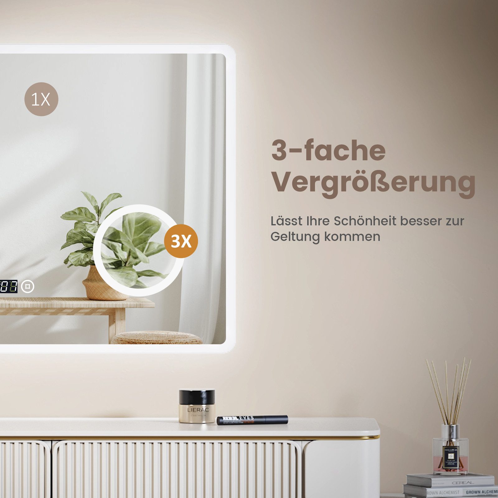 EMKE Badspiegel mit Beleuchtung LED Wandspiegel günstig online kaufen