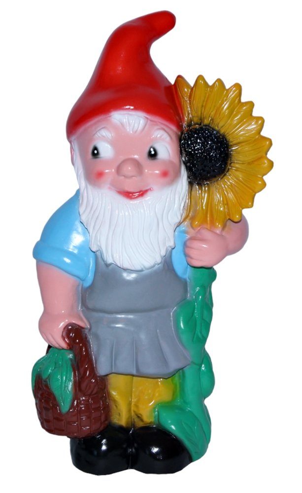 Otto Müller Gartenzwerg Gartenzwerg mit Sonnenblume Figur Zwerg H 31 cm aus Kunststoff