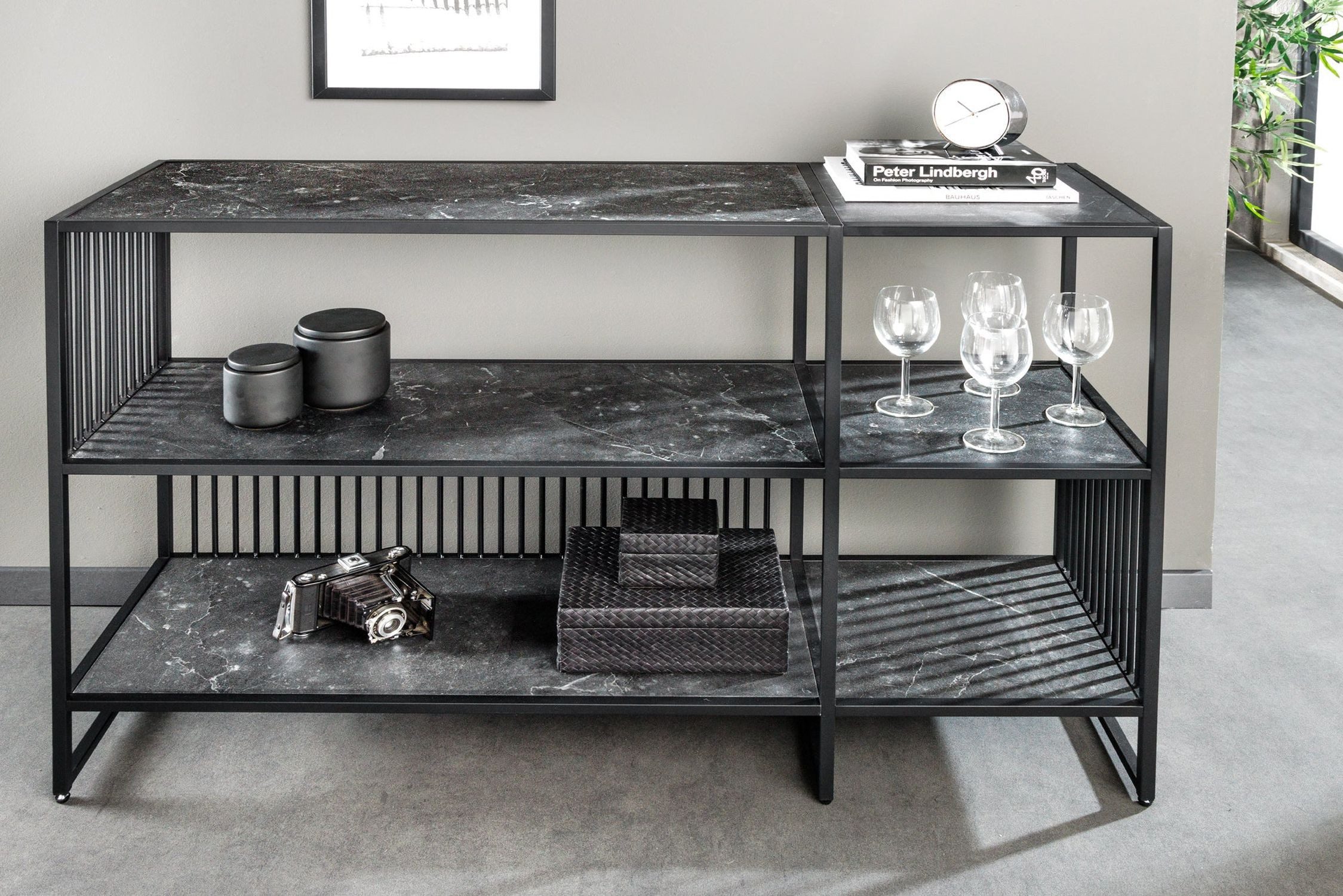 Licht-Erlebnisse Kommode SOL, aus Metall MDF in Schwarz 120 x 83 x 35 cm (BxHxT)