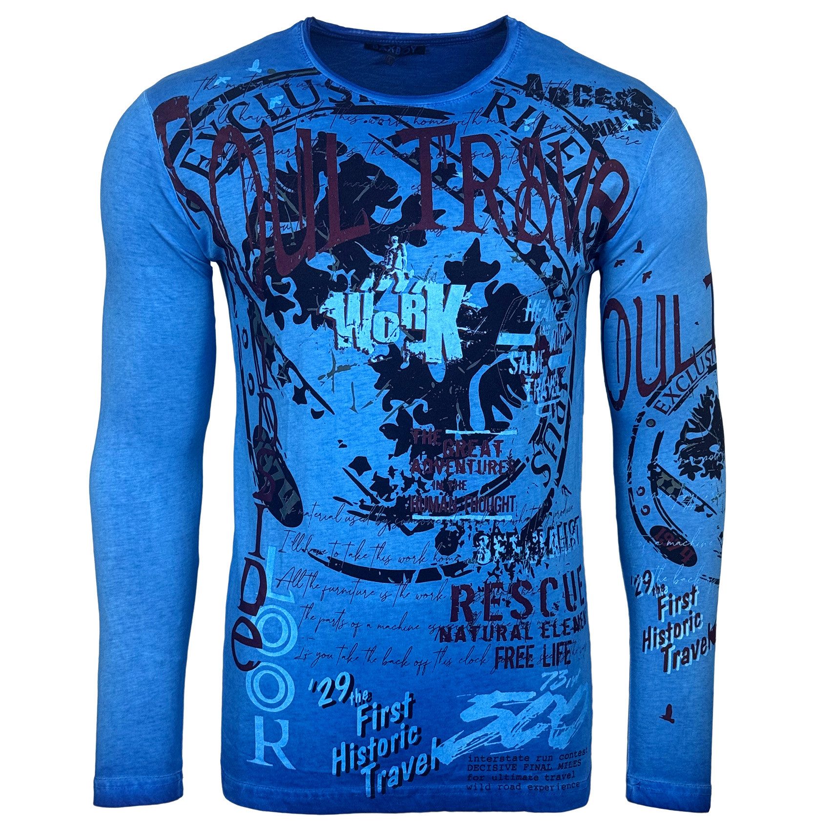 Baxboy Longshirt Herren Longsleeve T-Shirt Moderner Männer Langarmshirt B-704