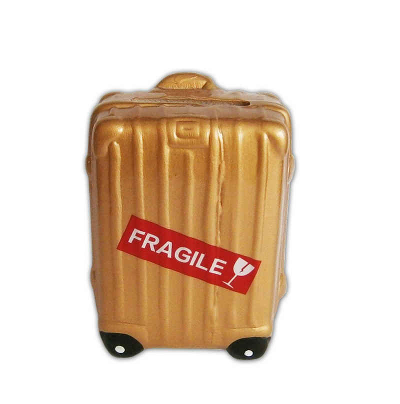 Spardose SPARDOSE Koffer aus Keramik Sparschwein Reisekoffer 46 (Gold), Geldkassette Geldspardose
