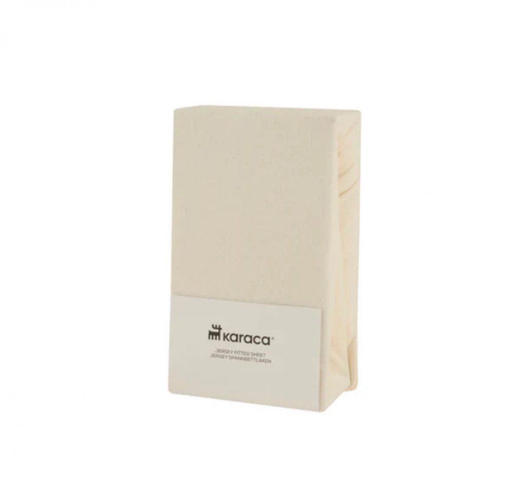 Karaca Bett-Set Karaca Home Jersey Spannbettlaken Bettlaken 160x200+30 cm, Creme