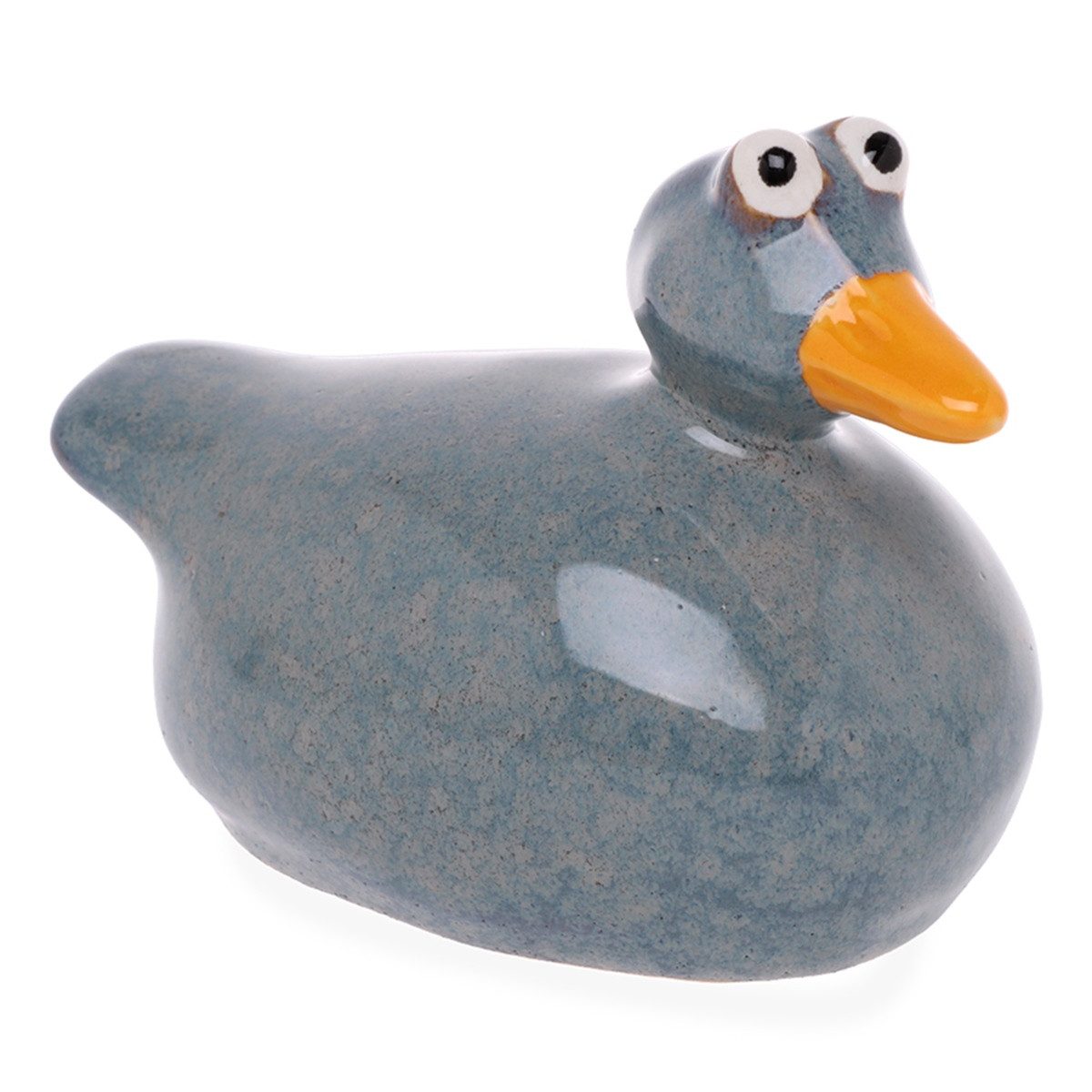 finehomegarden Teichfigur Ente schwimmend Porzellan Miniteich Dekofigur 13,5x8 cm H10cm blau, (1-St), Porzellan-Dekoration Gartenteich & Wasserschalen