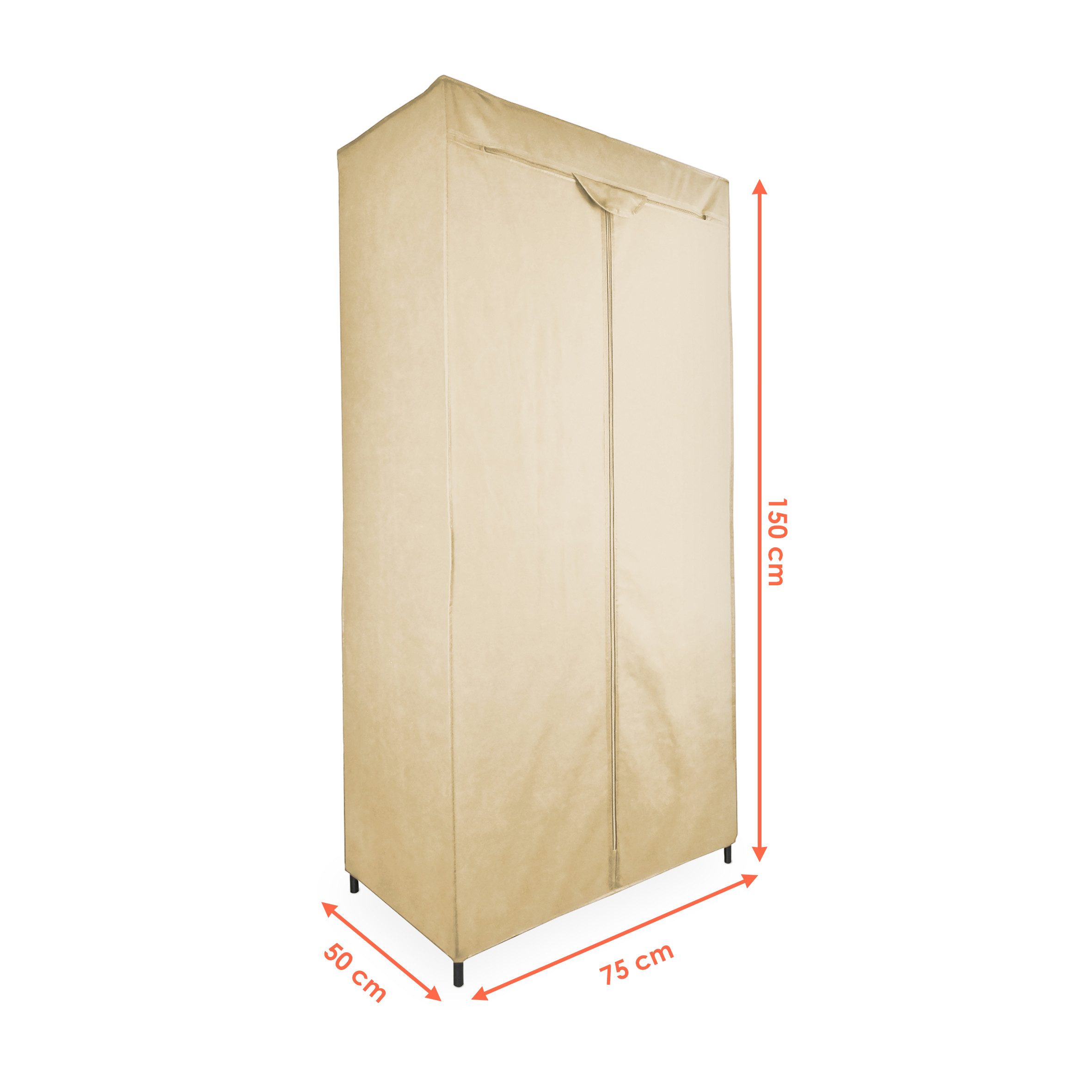 Spetebo Stoffschrank Stoff Kleiderschrank mit Stange 160x75cm - beige (Stüc günstig online kaufen