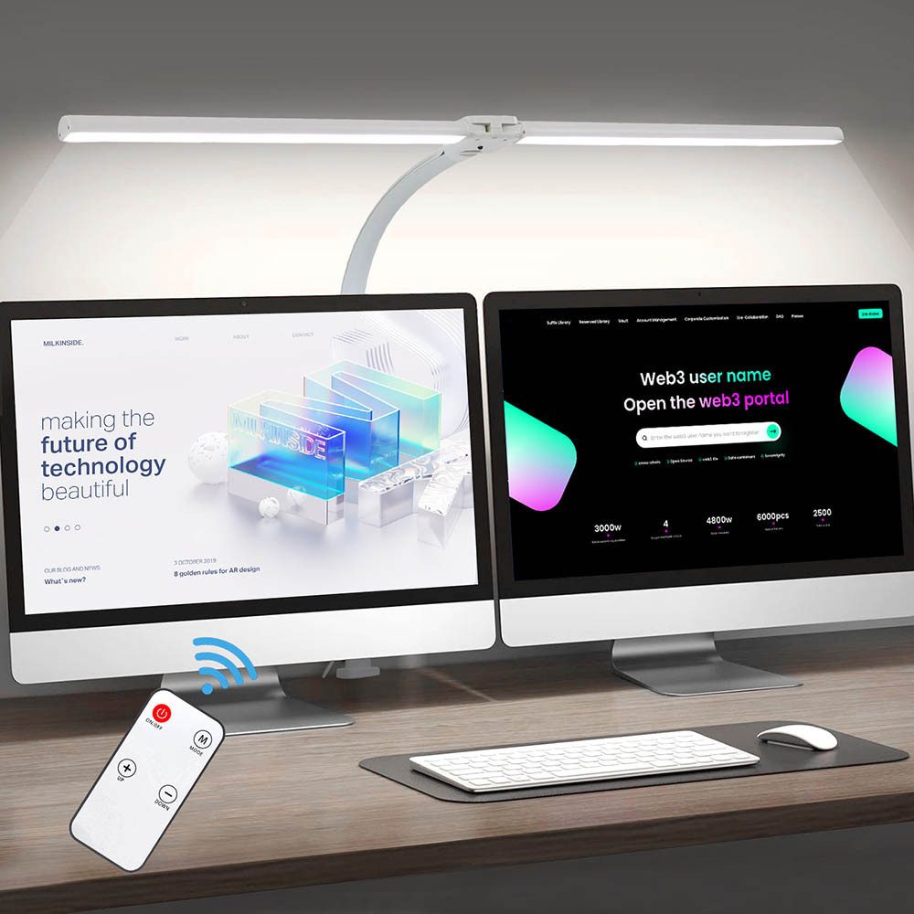 Sunicol LED Schreibtischlampe Doppelkopf klemmbar Schreibtischlampe, Dimmba günstig online kaufen