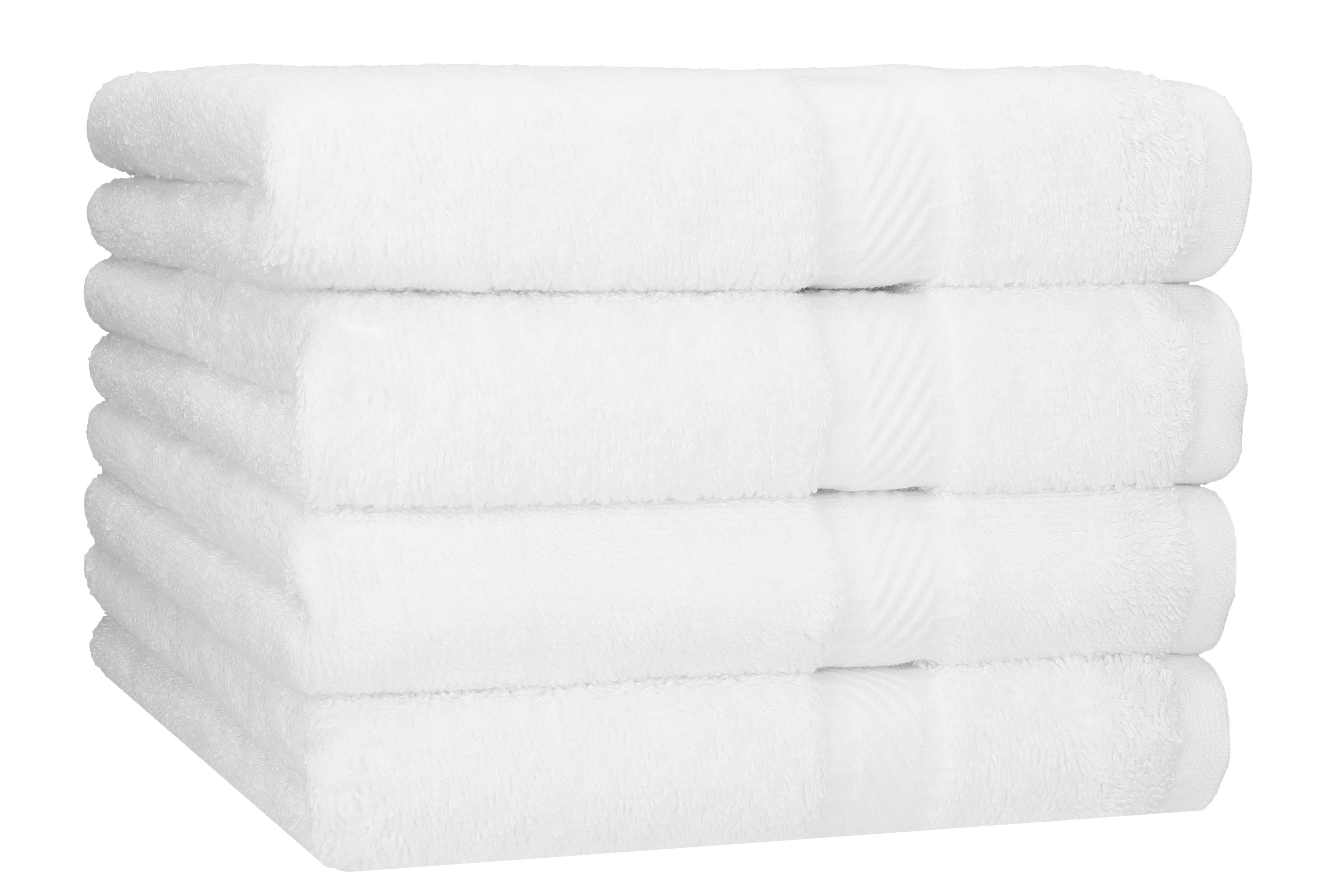 Betz Duschtücher 4 Stück Duschtücher Set Palermo Größe 70x140 cm 100% Baumwolle Badetuch Duschhandtuch Sporthandtuch, 100% Baumwolle weiß