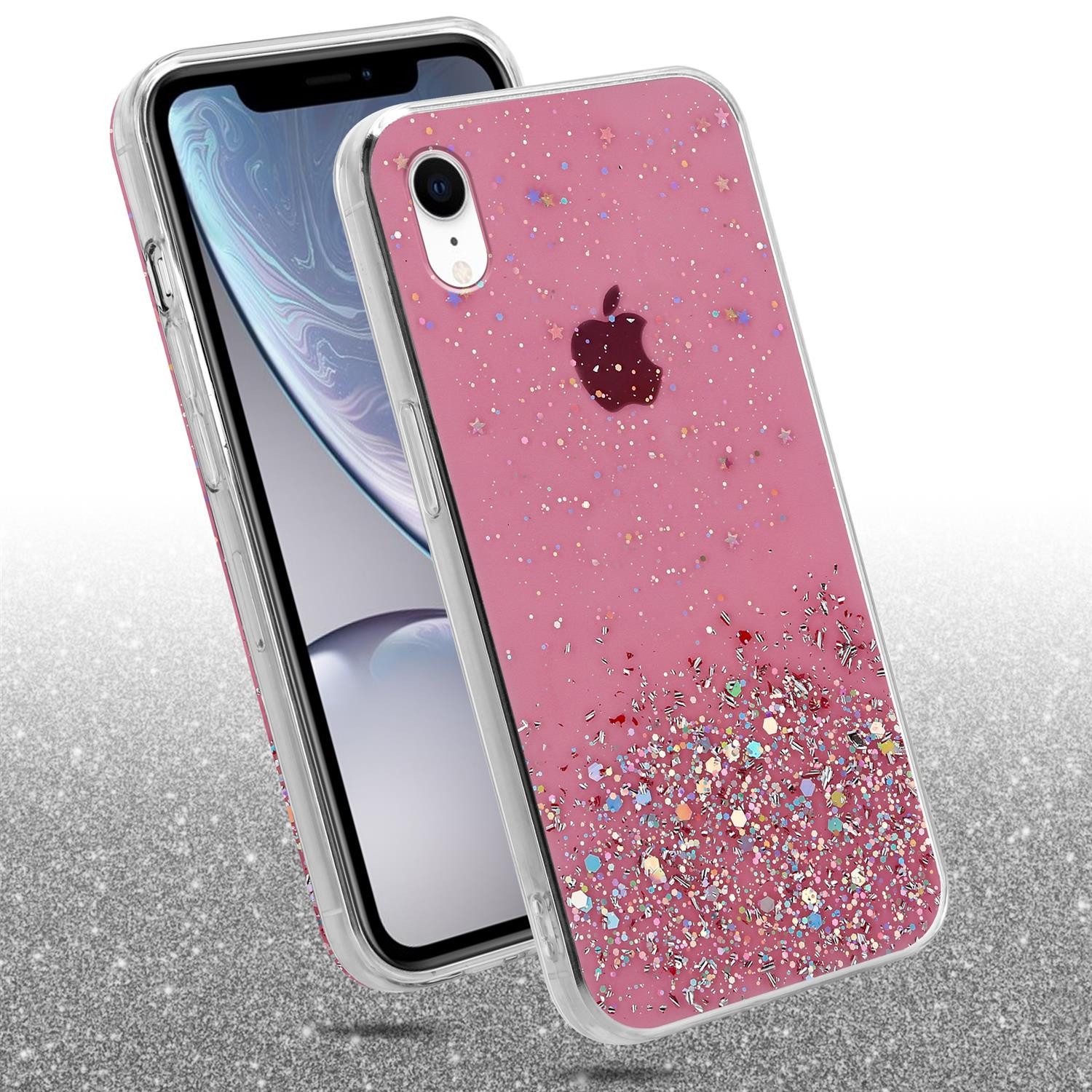 Cadorabo Handyhülle für iPhone XR Hülle Apple iPhone XR, Flexible TPU Silikon Handy Schutzhülle - Hülle - mit Glitzer