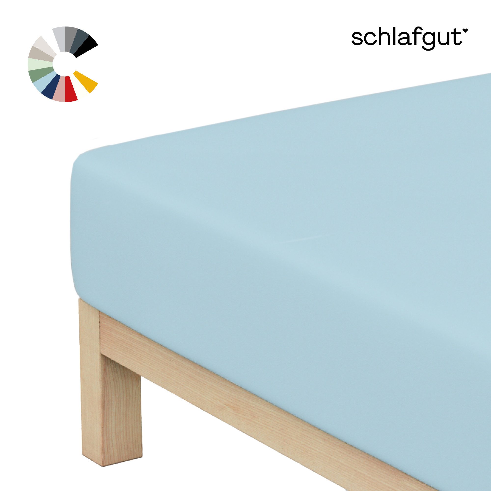 Schlafgut Spannbettlaken Basic Cotton Bettlaken, 160 g/m², 100% Baumwolle, Spannbetttuch, Jersey, Gummizug: rundum, (1 Stück), Spannbettlaken bis 20 cm Matratzenhöhe, bügelfrei und pflegeleicht
