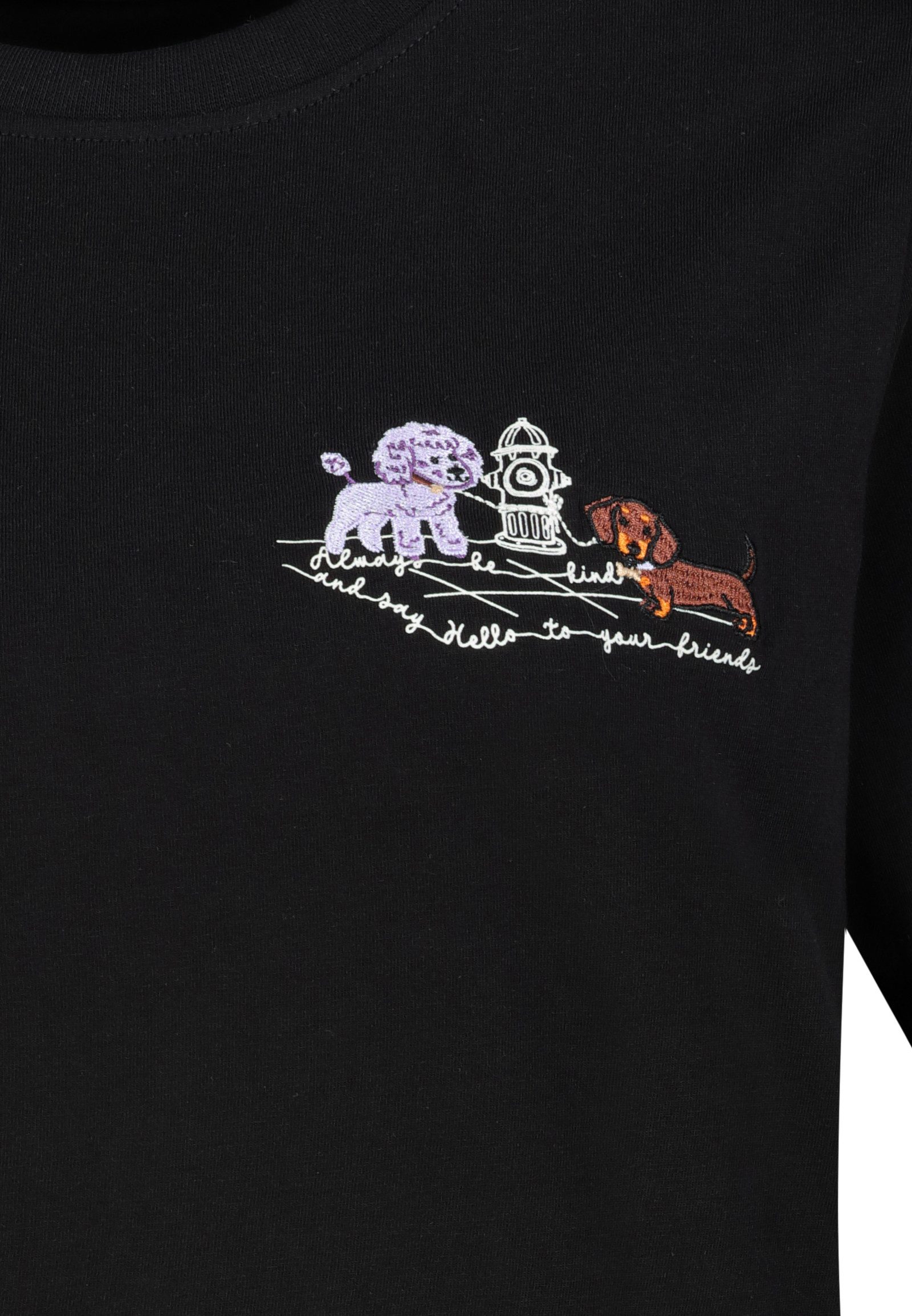 Eight2Nine T-Shirt Damen T-Shirt mit Stickereien und Prints Baumwollshirt, Kombination aus Print & Stickerei