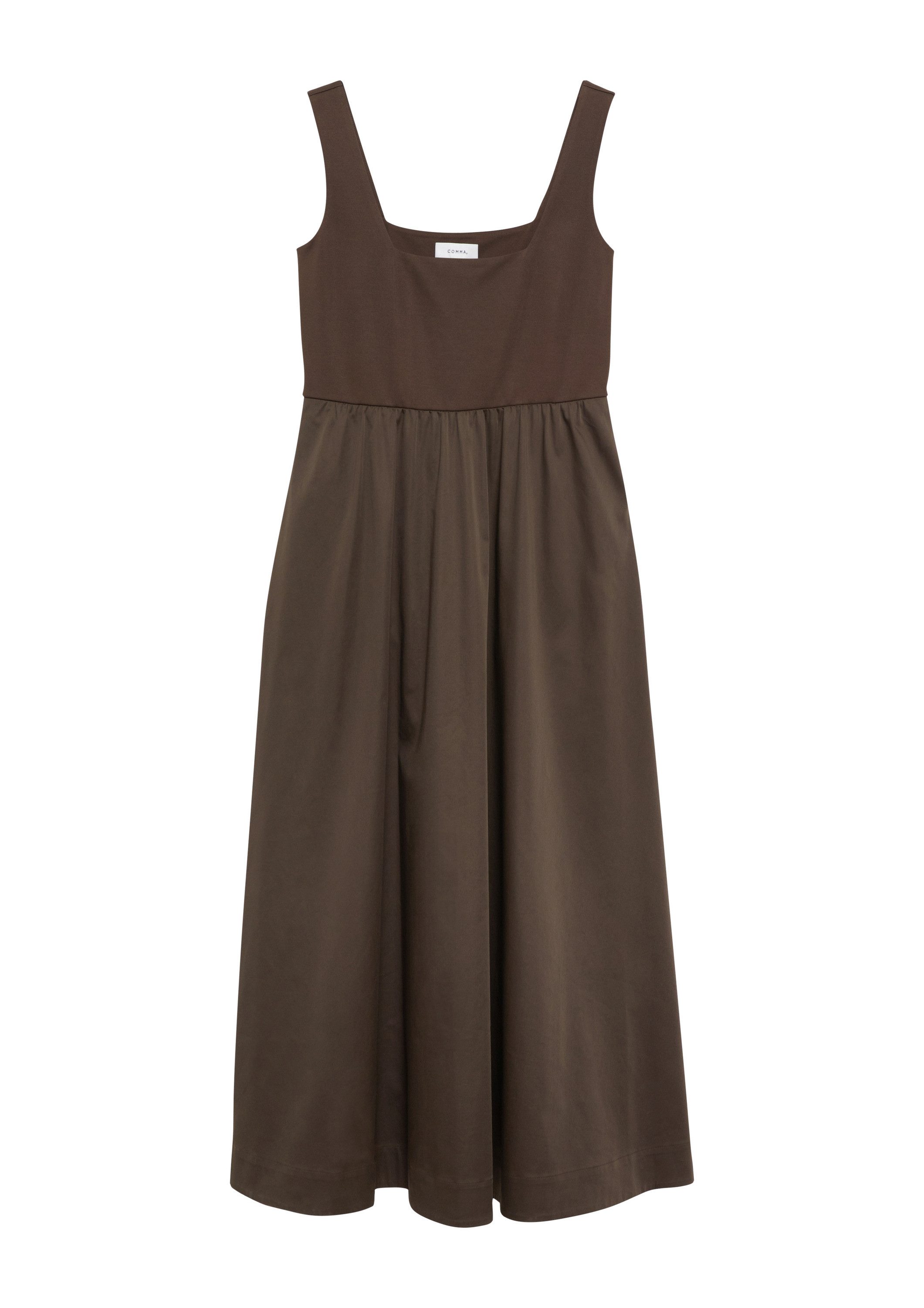 comma Midikleid Kleid Kleid im Fabricmix mit Popeline-Rock und Eingrifftaschen