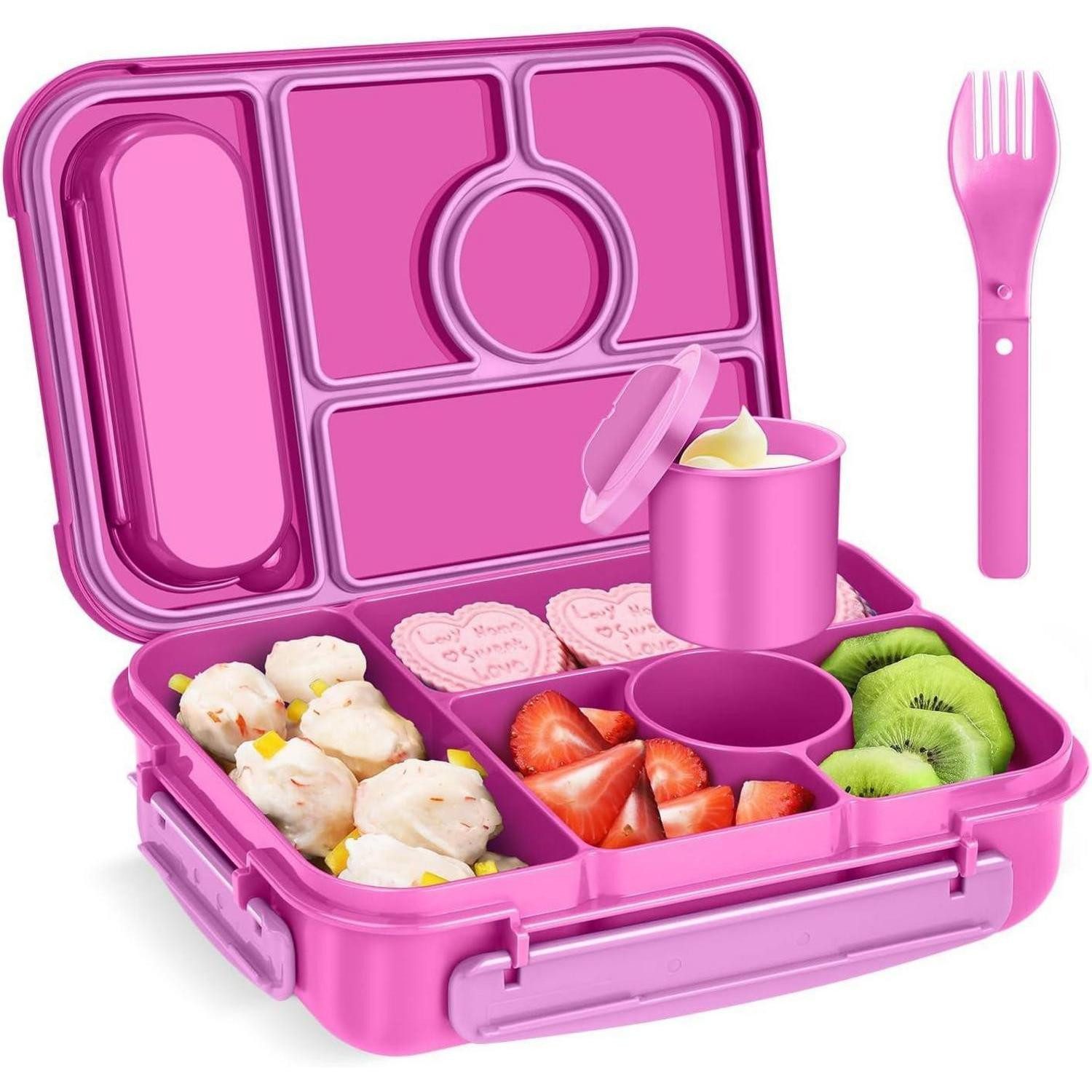 LuxusKollektion Lunchbox Brotdose Bento Lunchbox 1300ml 5Fächer Kinder BPAfrei Red Lily