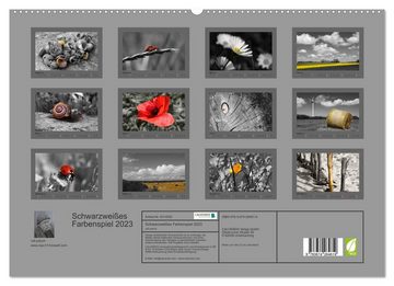 CALVENDO Wandkalender Schwarzweißes Farbenspiel 2023 (Premium, hochwertiger DIN A2 Wandkalender 2023, Kunstdruck in Hochglanz)