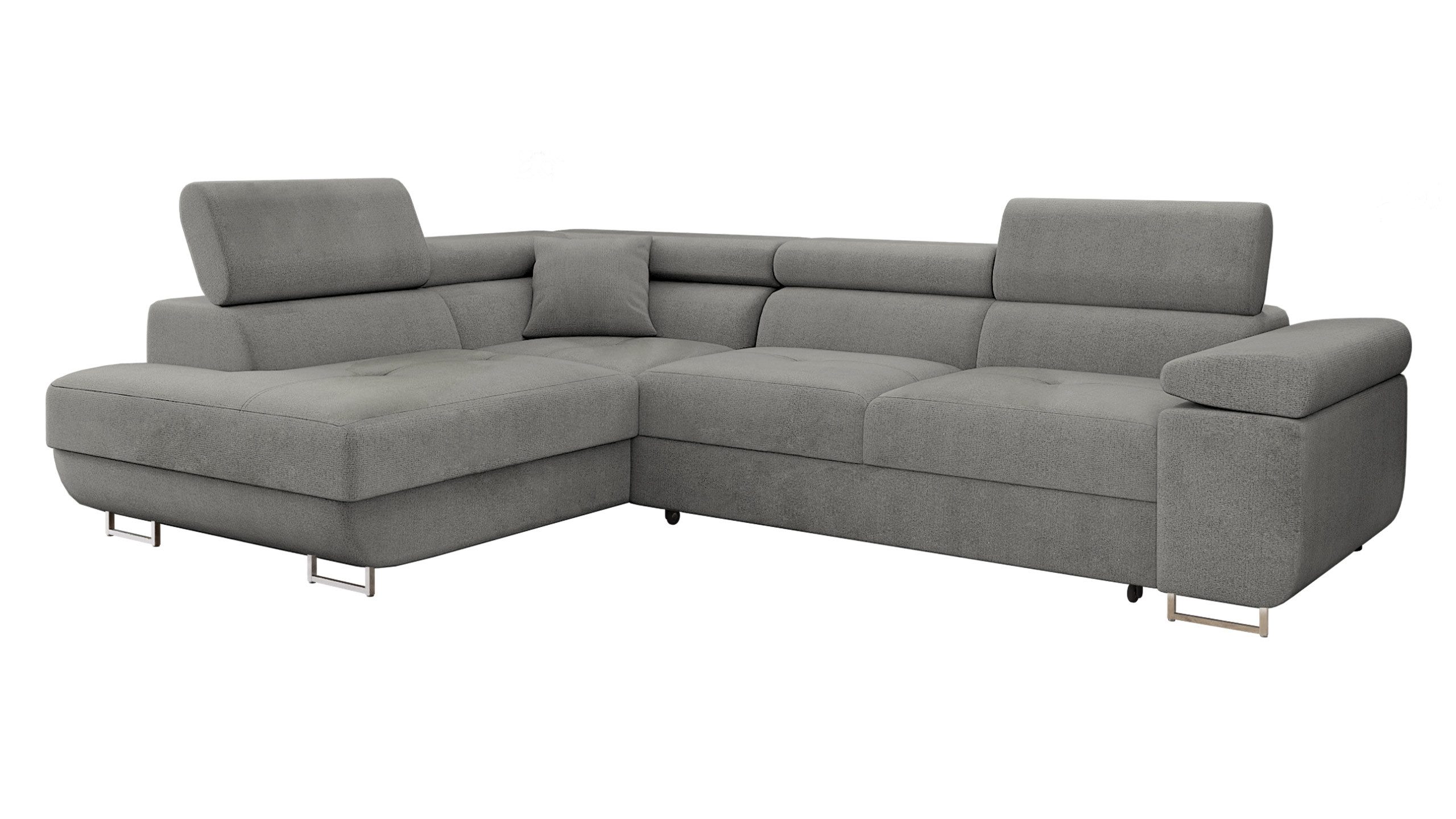 MIRJAN24 Ecksofa Torezio, mit Bettkasten und Schlaffunktion, Einstellbare Kopfstützen, 274x203x70-90 cm