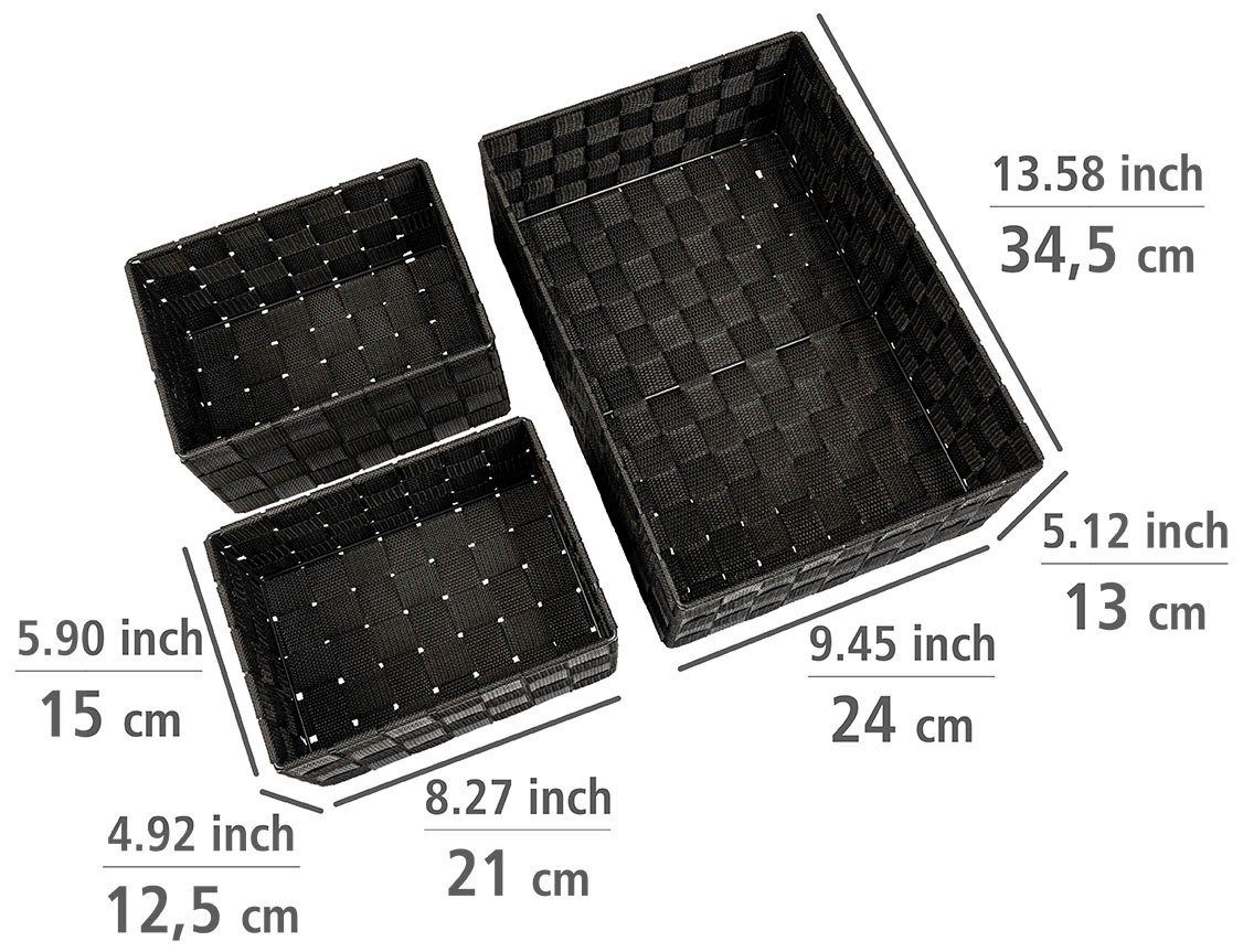 schwarz St), Kunststoff-Geflecht hochwertigem (3 Adria Badorganizer WENKO aus