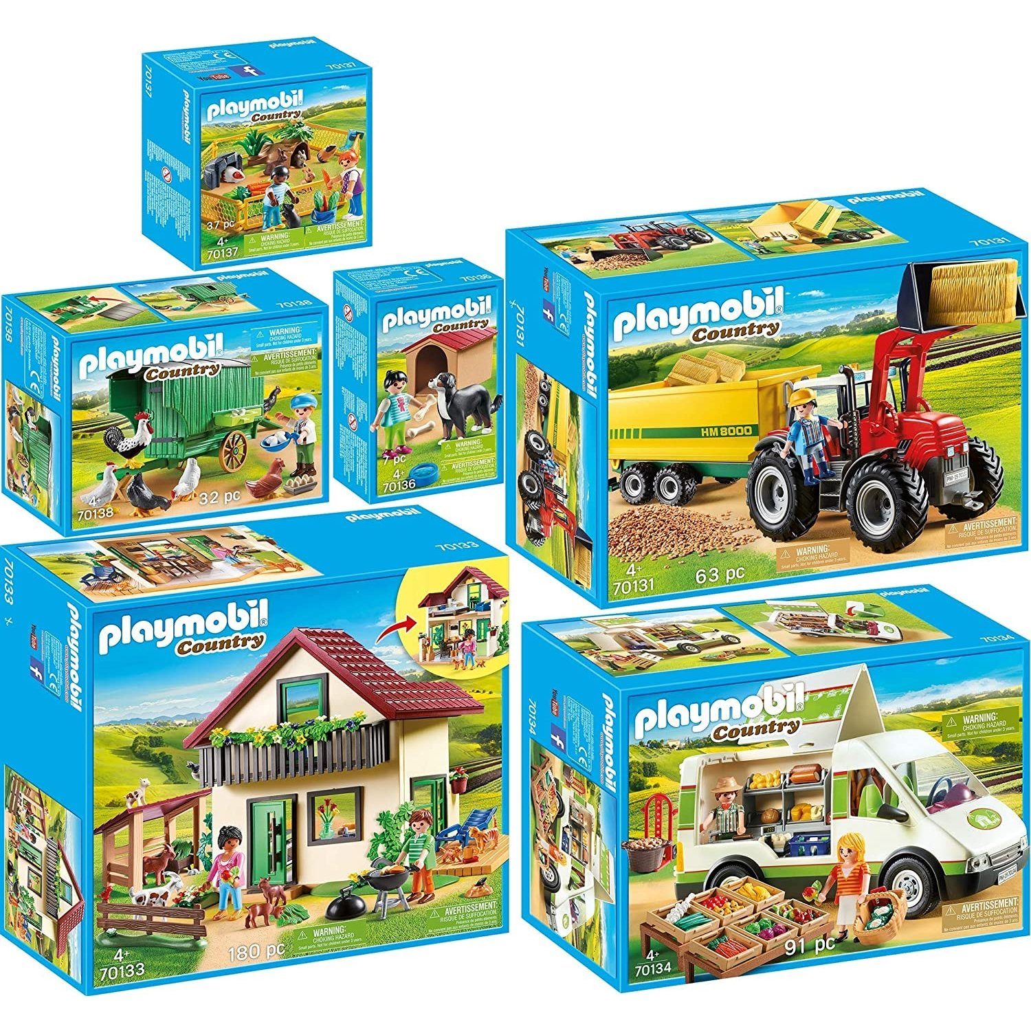 Playmobil® Spielbausteine 70131-33-34-36-37-38 Country 6er Set Zubehör für  Bauernhof