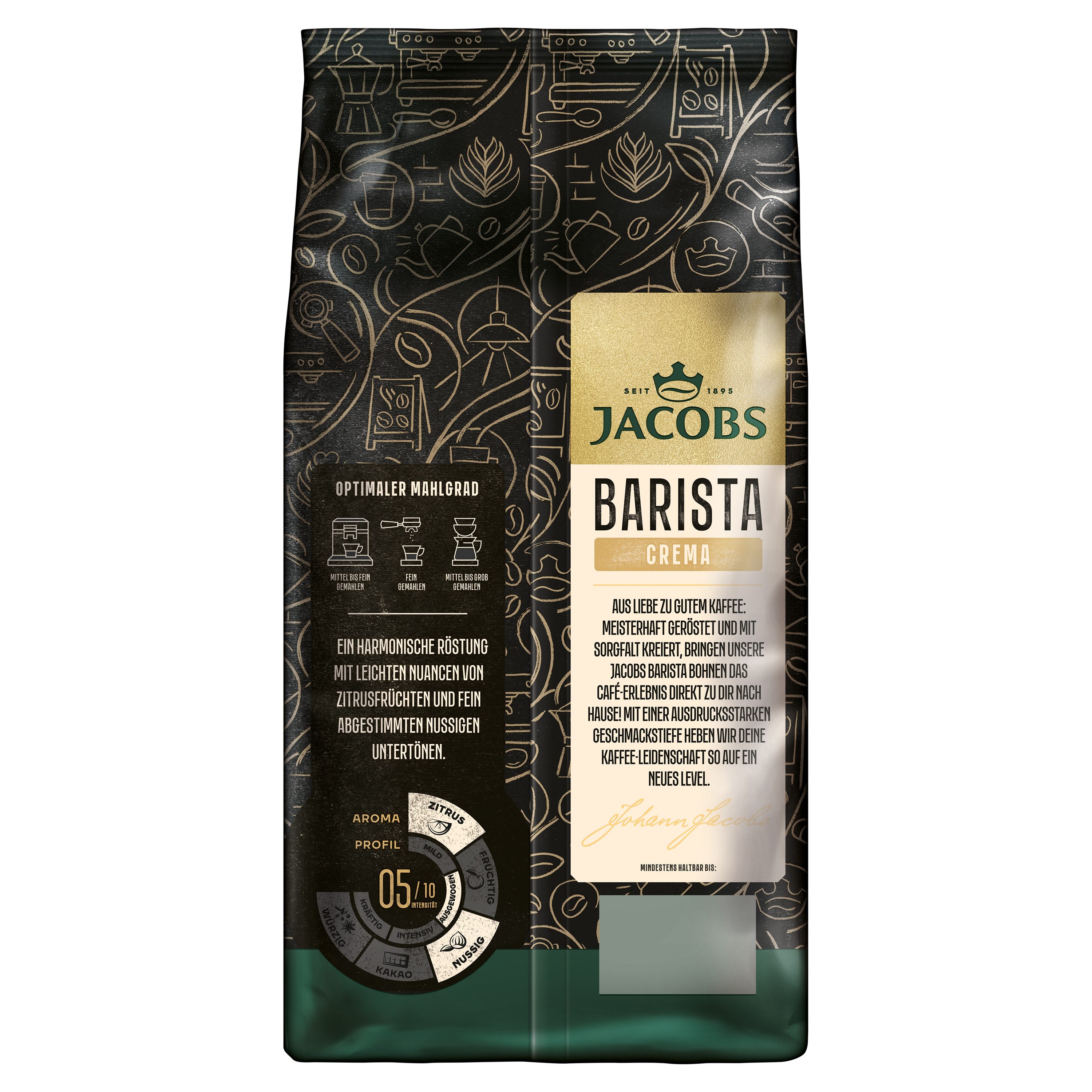JACOBS Kaffee Barista Editions Crema 4 x 1 kg ganze Kaffee Bohnen geröstet, 4000 g, (Packung, 4er Pack)