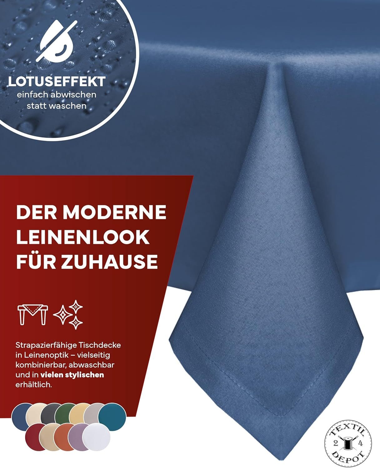 texpot Tischdecke Lotuseffekt Leinenoptik Bügelfrei Fleckschutz wasserabwei günstig online kaufen