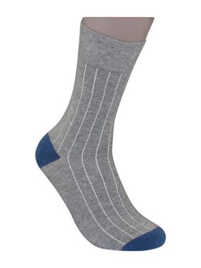 Die Sockenbude Basicsocken STREIFEN - Herrensocken (Bund, 5-Paar, grau blau olivgrün) mit Komfortbund ohne Gummi