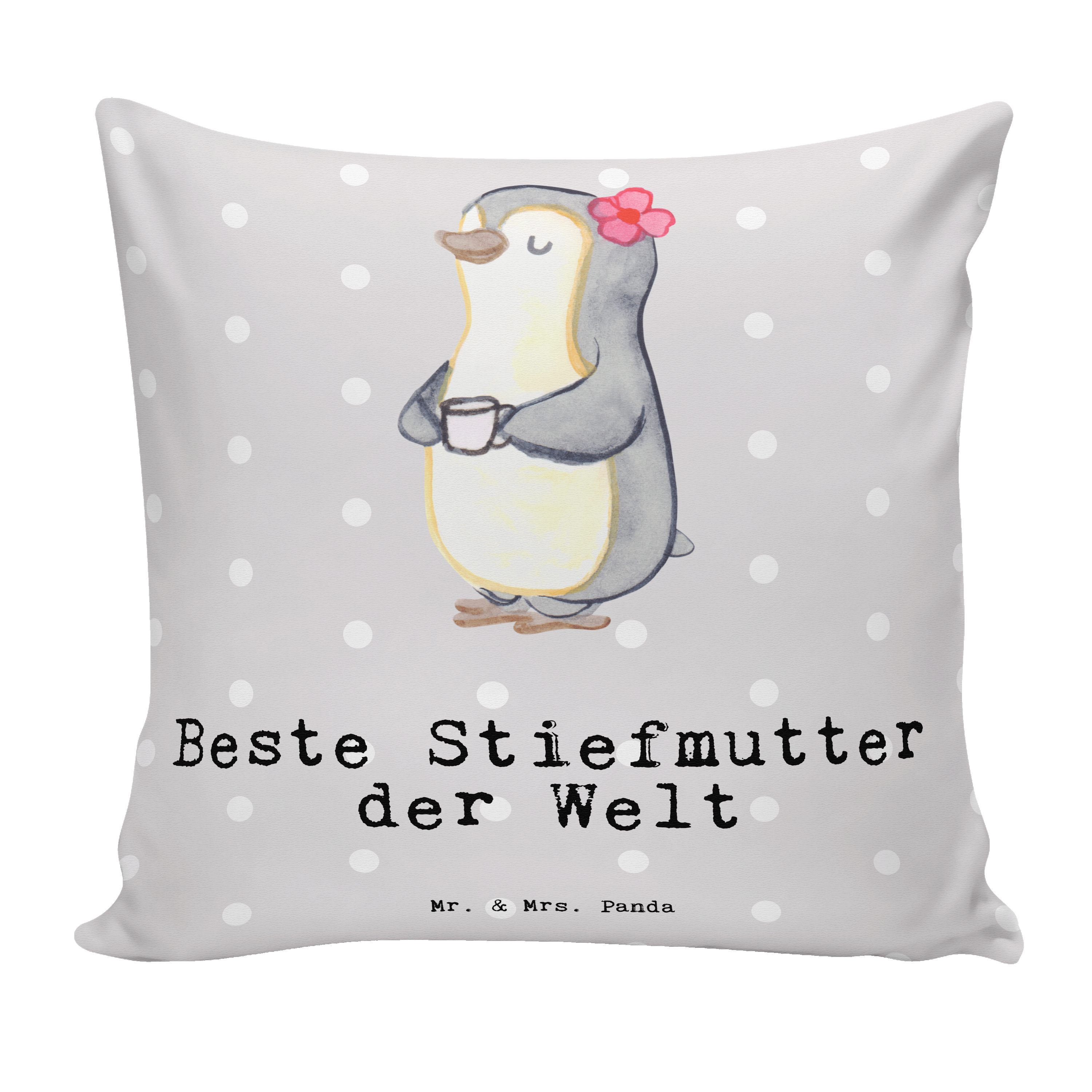 Beste - der & Danke Pinguin Pastell Dekokissen Grau Welt Panda - Mr. Geschenk, Mrs. Stiefmutter