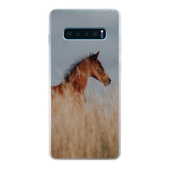 MuchoWow Handyhülle Pferd - Luft - Gras Phone Case Handyhülle Samsung Galaxy S10+ Silikon Schutzhülle