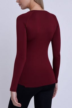 TCA Langarmshirt Damen Thermo-Laufshirt, Langarm, Kompressions Laufoberteil - Cabernet (1-tlg)