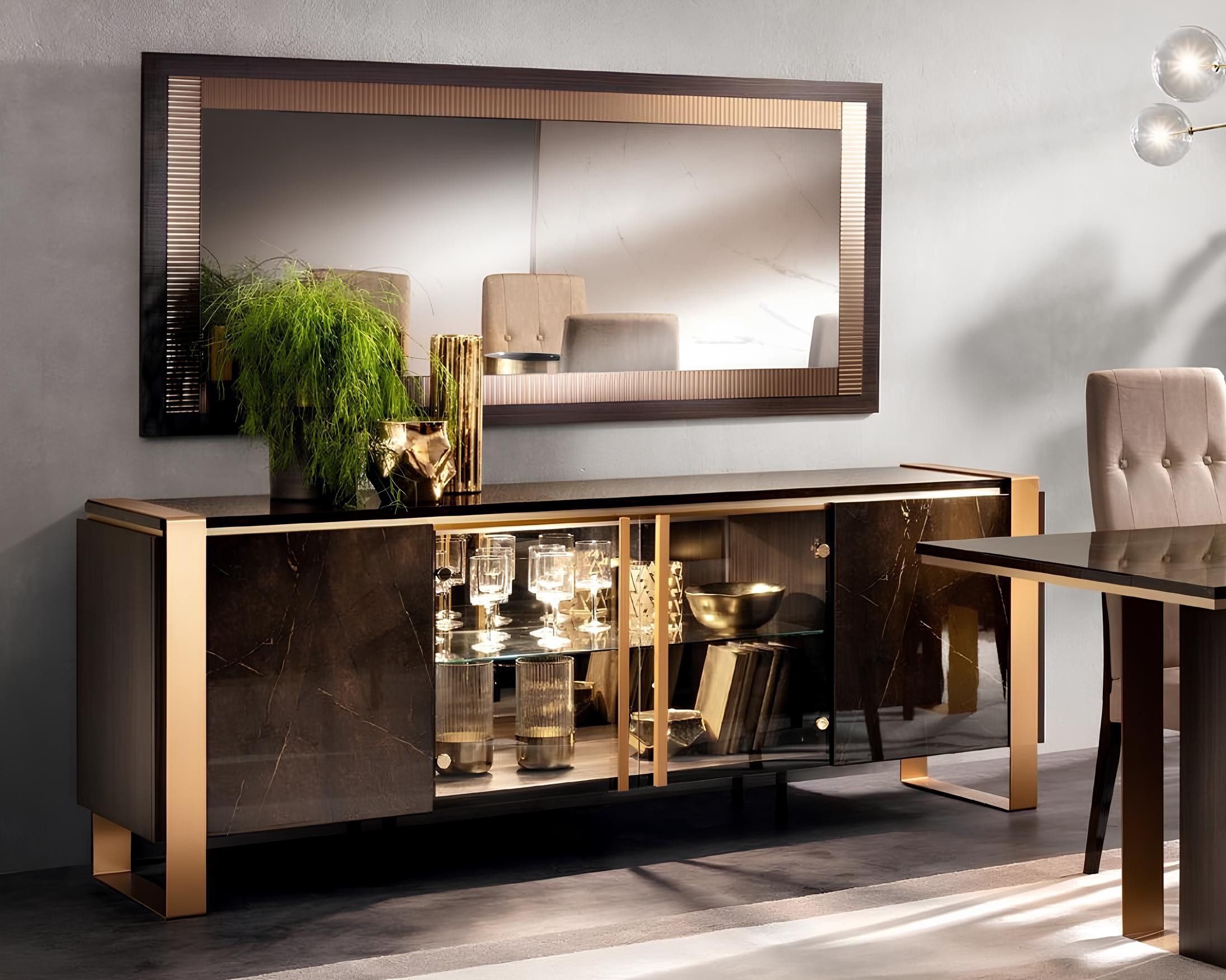 Xlmoebel Anrichte Barock Kommode Sideboard für Wohnzimmer mit Spiegel, Made in Europa