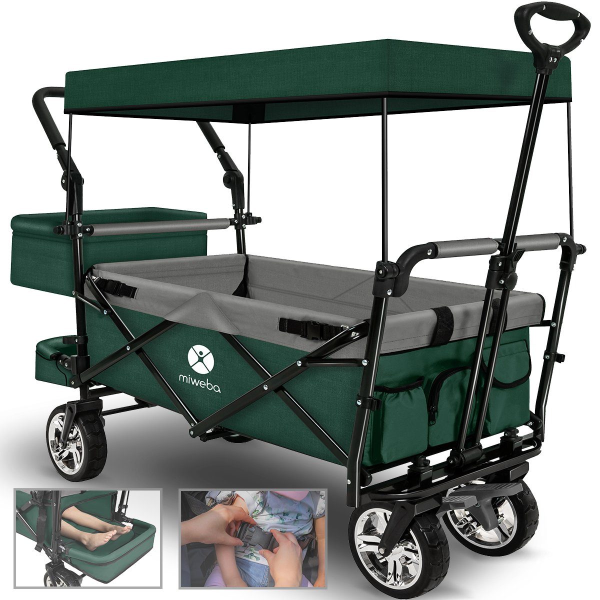 miweba Bollerwagen faltbar Transportkarre Handwagen Bollerwagen MB-20 (Bollerwagen klappbar, Kinderwagen, Handwagen, Transportwagen, 1-tlg., faltbarer Bollerwagen, Bollerwagen für Kinder), faltbarer Bollerwagen, Handwagen, Transportwagen