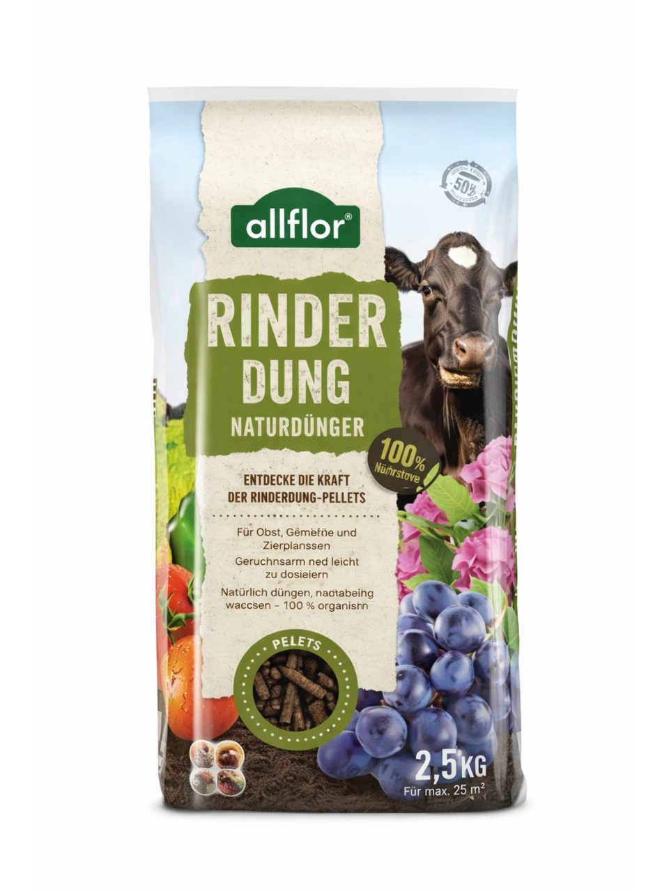 Allflor Gemüsedünger Allflor Naturdünger Rinderdung 2,5 kg