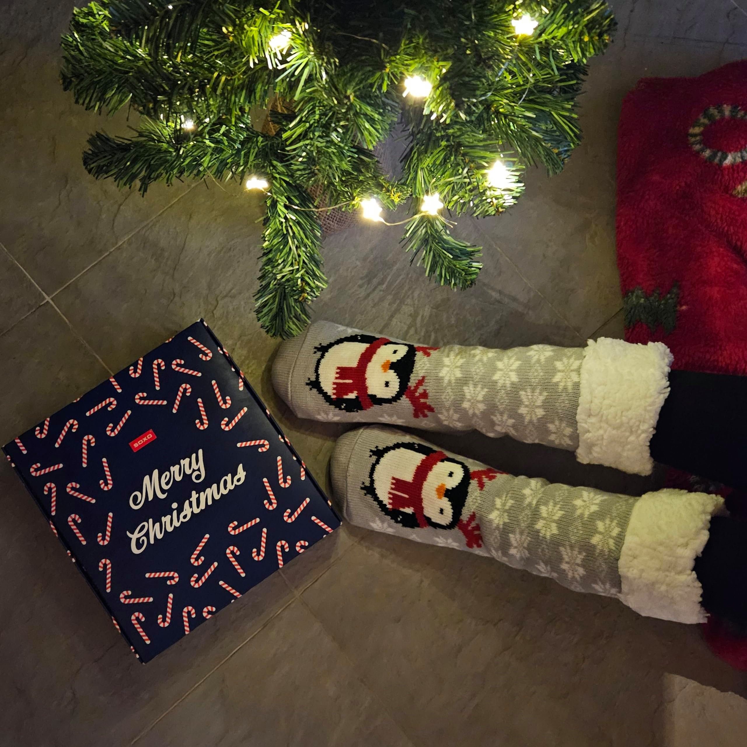 Soxo Socken Kuschelsocken Geschenke Frauen Weihnachtssocken (1 Warme Weihnachtsmann Paar) socken Lustige Für