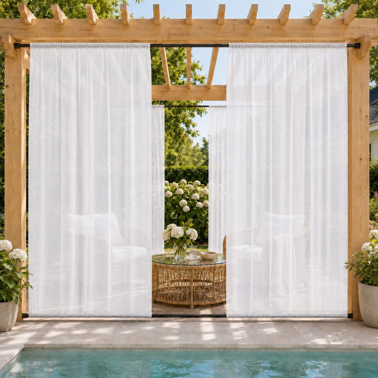 Sunicol Outdoorvorhang Transparent Gardinen Sichtschutz Sonnenschutz Für Balkon Terrasse (1 St), Oben und Unten Stangenschlaufe