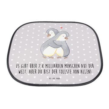 Sonnenschutz Pinguine Kuscheln - Grau Pastell - Geschenk, Liebesgeschenk, Sonne, F, Mr. & Mrs. Panda, Seidenmatt, Einzigartige Motive