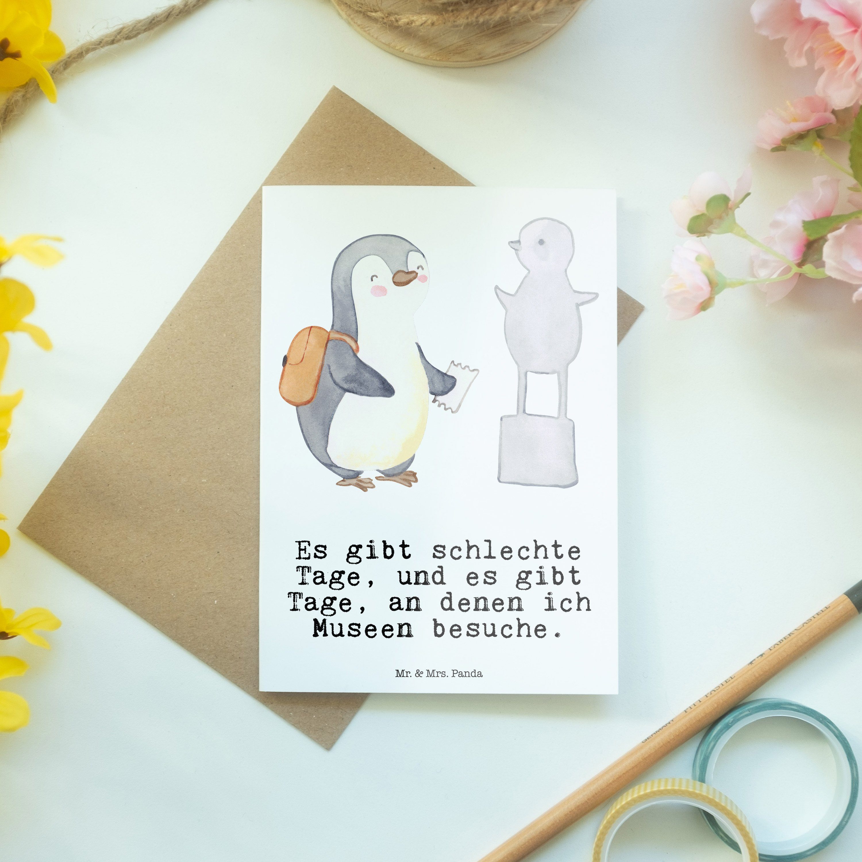 Museum Grußkarte - Mr. Hochzeitskarte, Mrs. Pinguin & besuchen - Panda Schen Geschenk, Tage Weiß