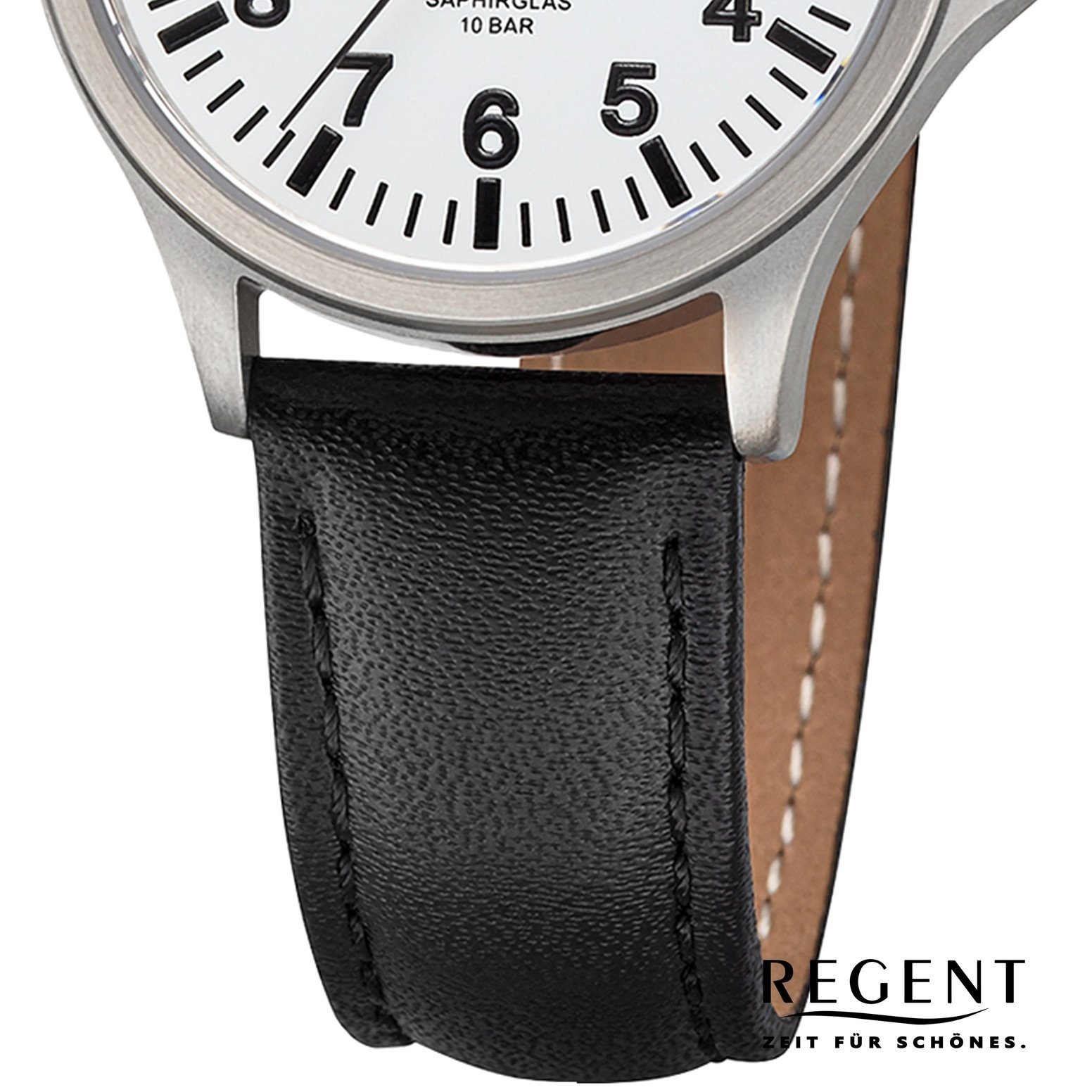 Armbanduhr groß Armbanduhr extra Damen Damen Regent Lederarmband Quarzuhr (ca. Regent Analog, 32mm), rund,