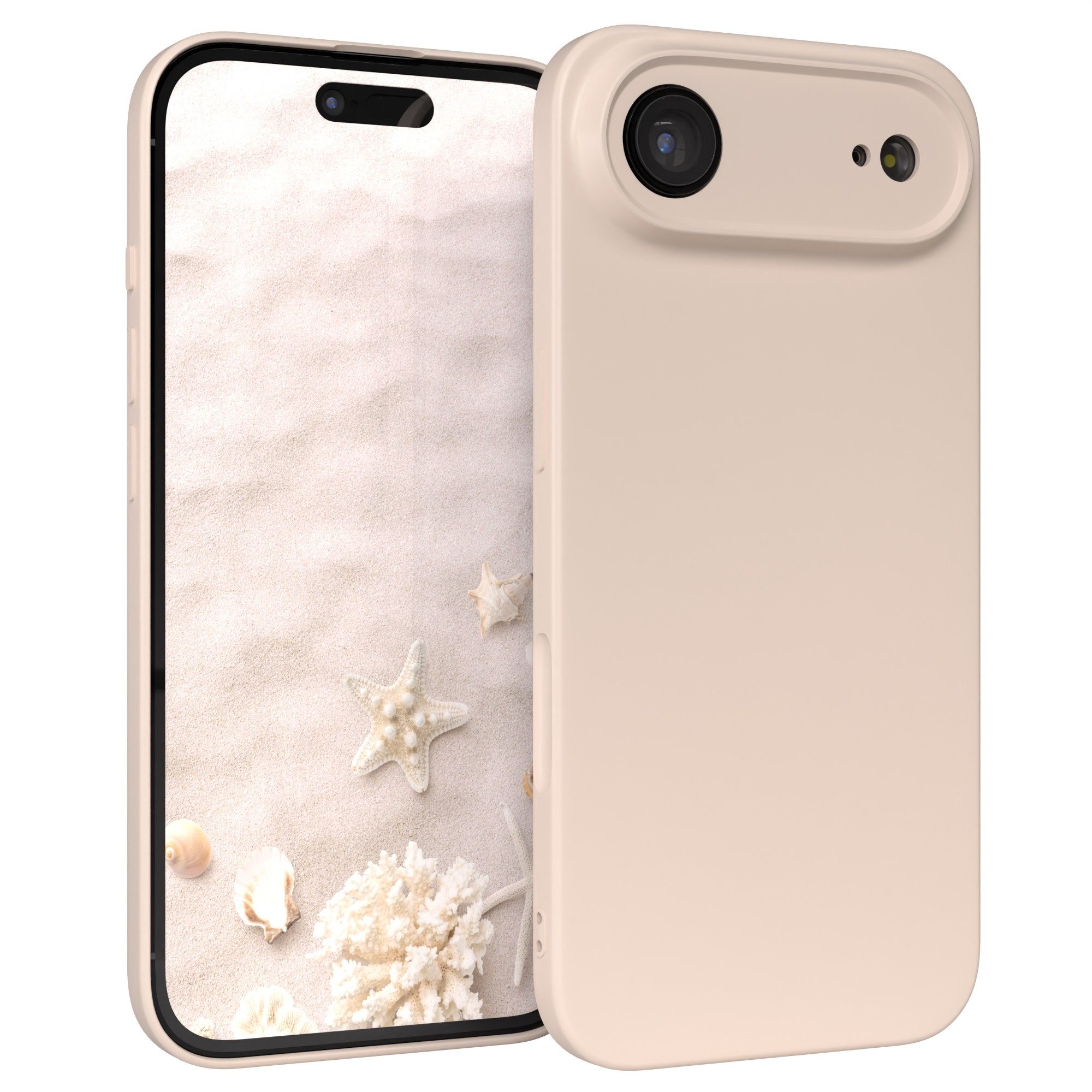 EAZY CASE Handyhülle für Apple iPhone Air Hülle Silikon 6,5 Zoll, Bumper Case Matt Slimcover Silikonschutzhülle elastisch Taupe / Beige