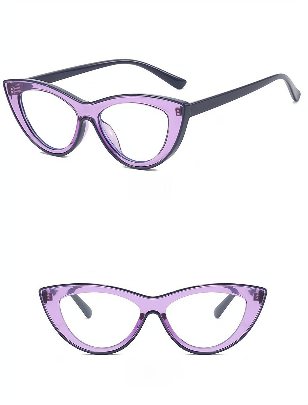 PACIEA Brille Cat EyeTransparente Blaulichtfilter Gaming Anti-Müdigkeit UV Schutz lila