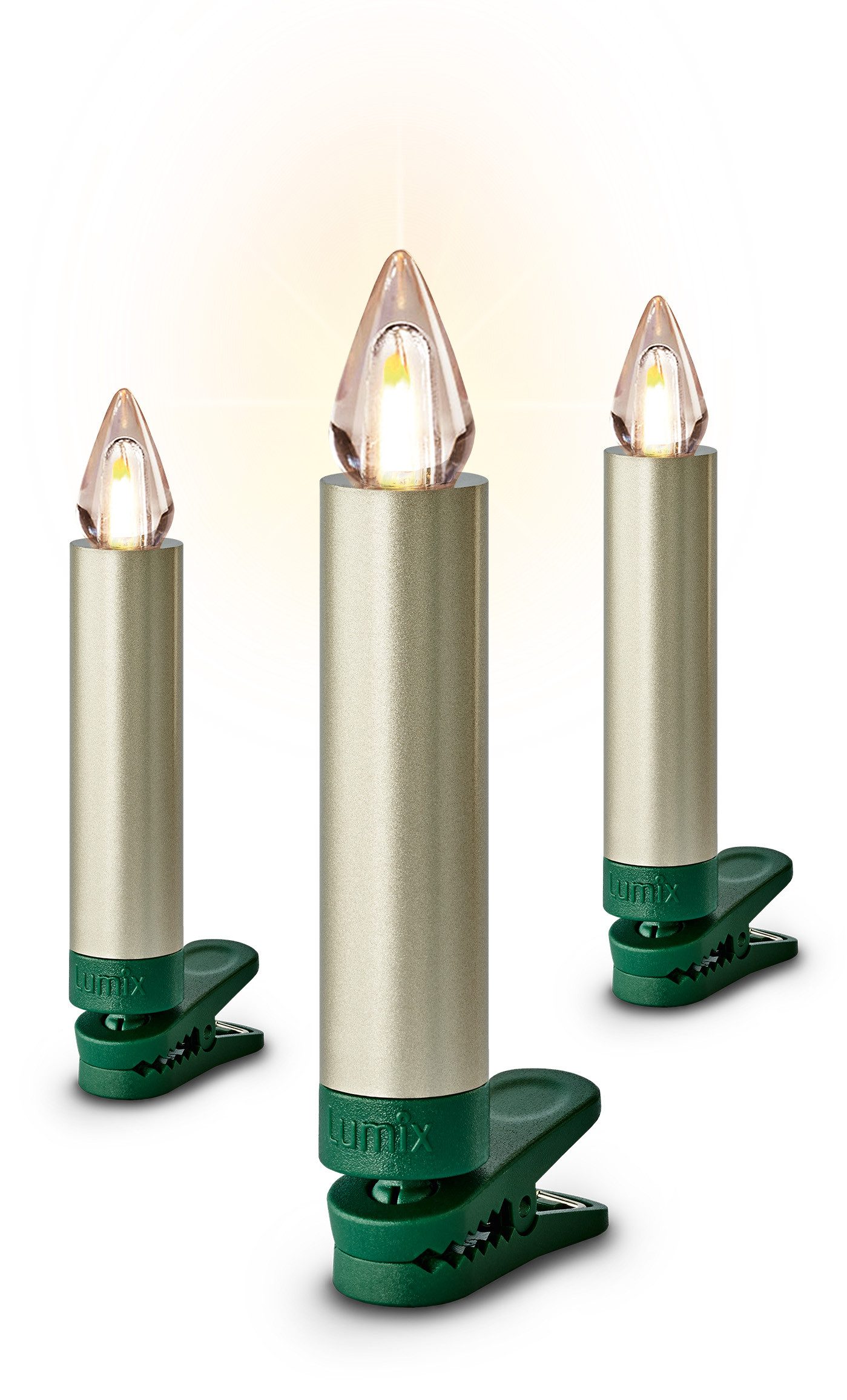 lumix LED-Christbaumkerzen LUMIX SuperLight Flame Mini Metallic Cashmere Basis