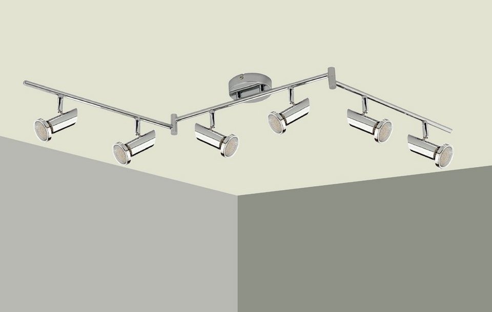 TRANGO LED Deckenspots, Dimmfunktion, 6-flammig 2000-68SD LED Deckenleuchte  *MIA* in Chrom-Optik inkl. 6x 5 W 3-Stufen dimmbar GU10 LED Leuchtmittel -  Deckenlampe - Deckenstrahler, Wohnzimmer Lampe schwenkbar und drehbar