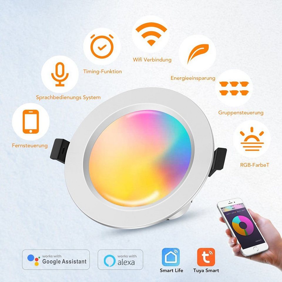 iscooter LED Einbauleuchte 5W Bluetooth RGB Einbauleuchten Decken Spot Lampe