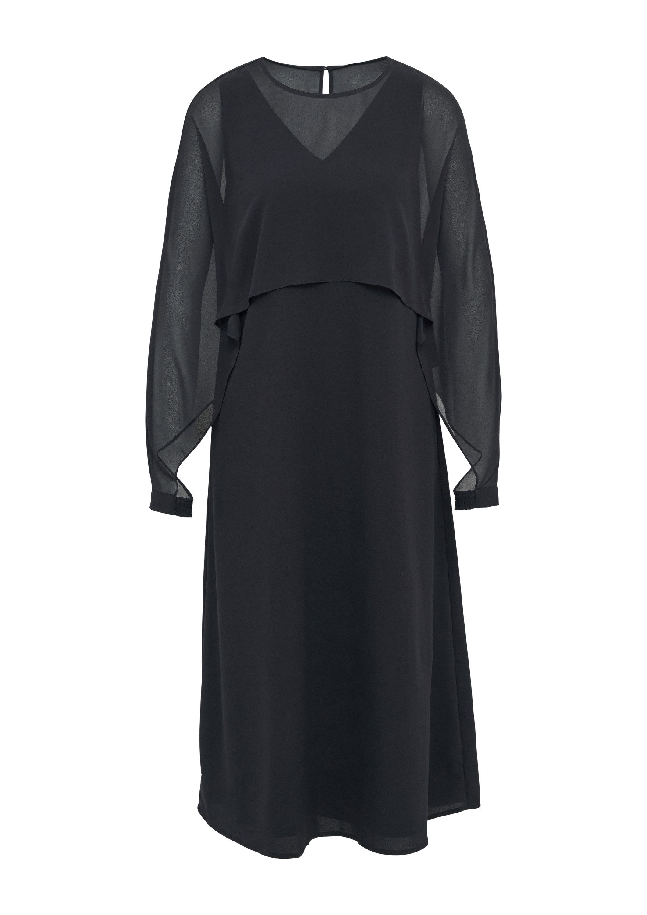comma Maxikleid Kleid Langes Chiffon-Kleid mit raffiniertem Layering günstig online kaufen