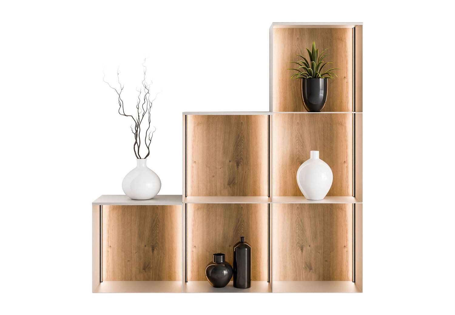 Lookway Regal QUADRO V aus Metall mit LED-Beleuchtung