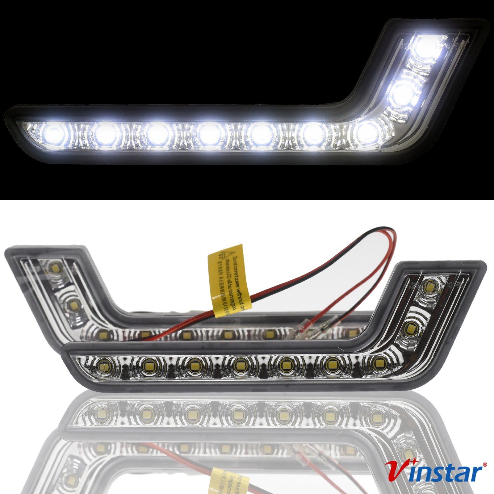 Vinstar KFZ-Ersatzleuchte LED UNIVERSAL Tagfahrlicht L Form R87 KFZ, kompatibel mit: AUTO LKW WOHNMOBIL CAMPER AUDI VW MERCEDES OPEL KIA