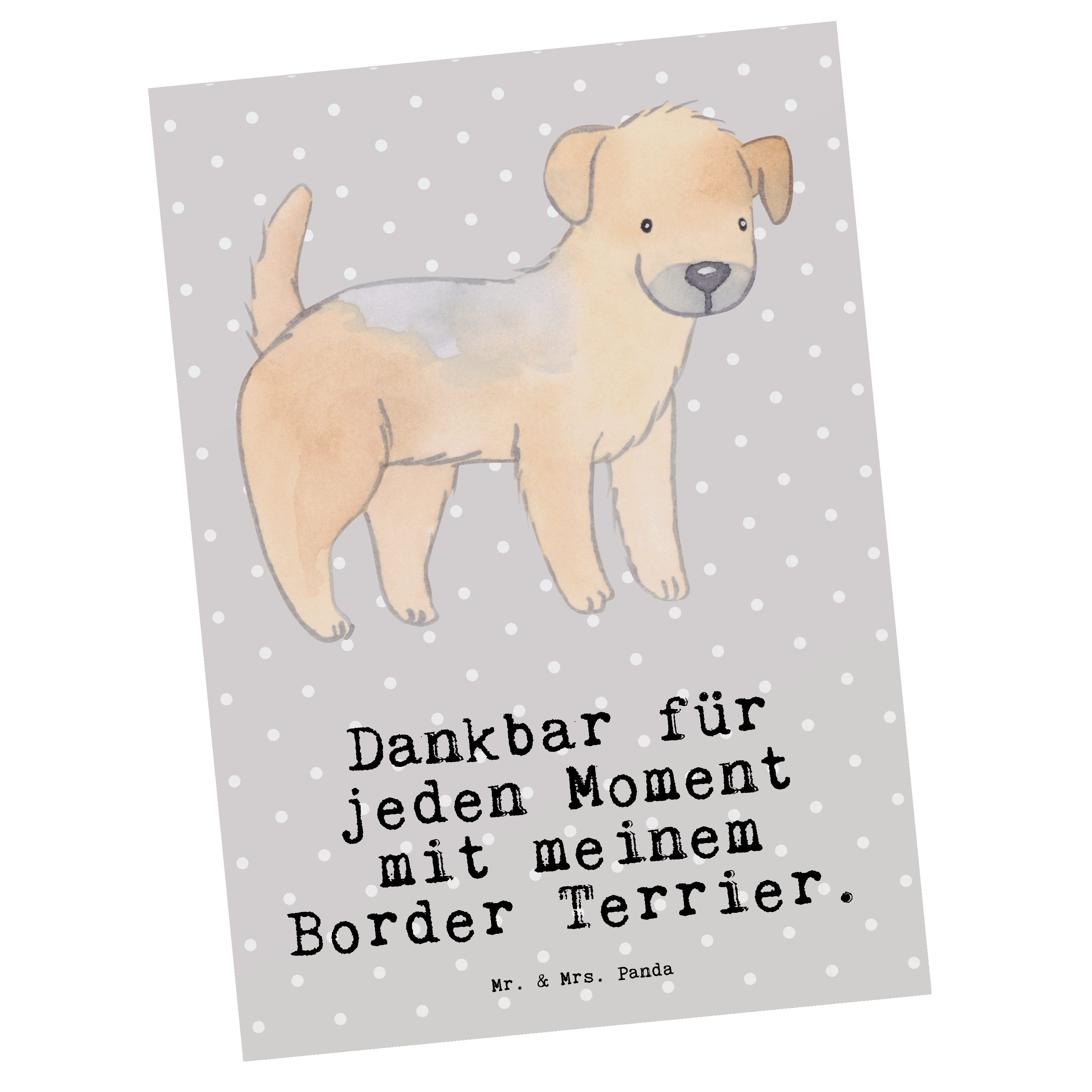 Mr. & Mrs. Panda Postkarte Border Terrier Moment - Grau Pastell - Geschenk, Geburtstagskarte, We