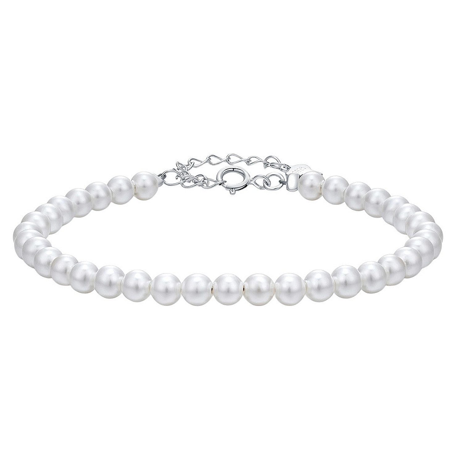 KARMA Perlenarmband Damen Zuchtperlen Weiß Silber Perlen (Damenarmband verstellbar, Perlenarmband zeitloses Design), elegantes Schmuckstück Silber925