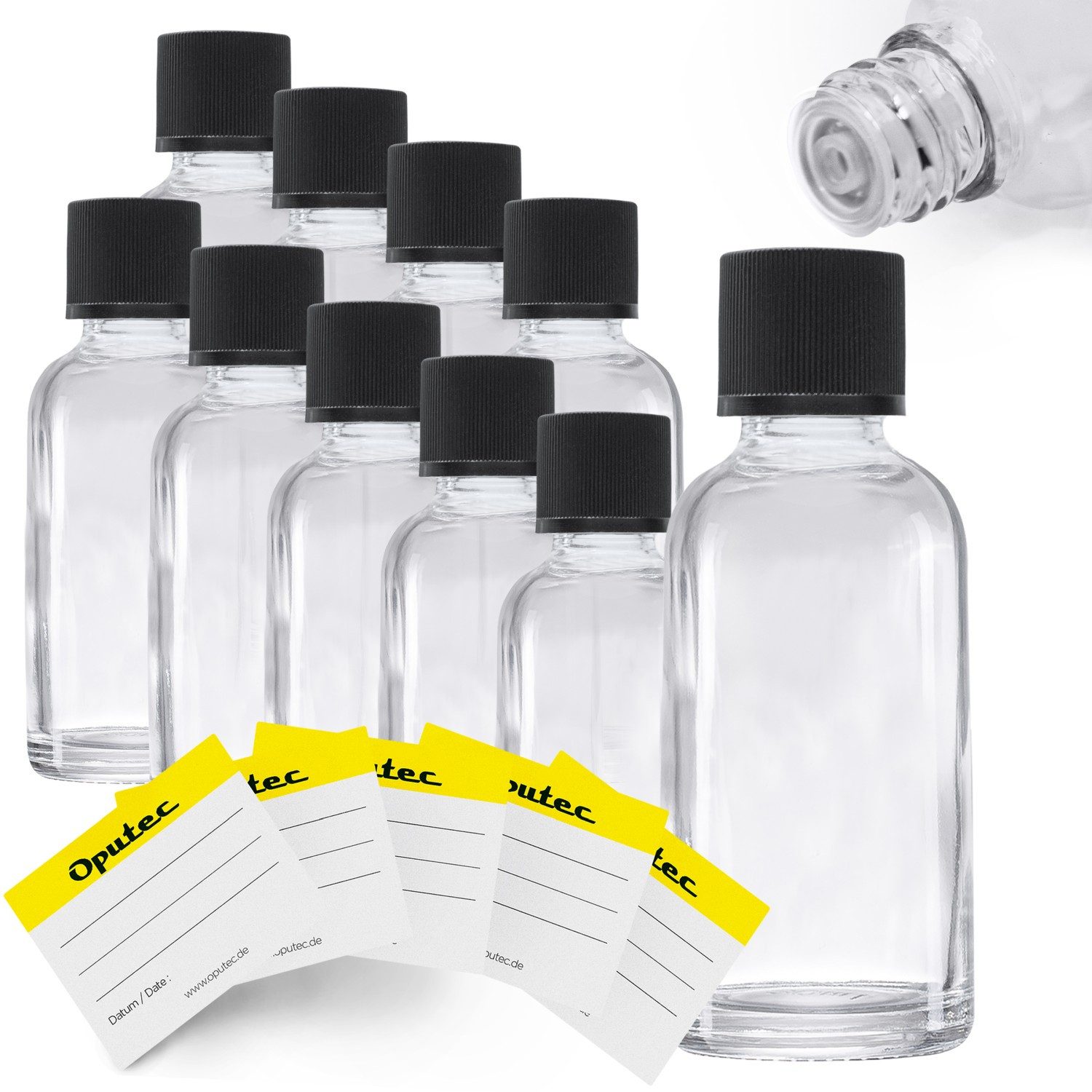 Kanister 10 x 30ml Tropfflaschen Glas Apothekerflaschen mit Tröpfler +Etiketten