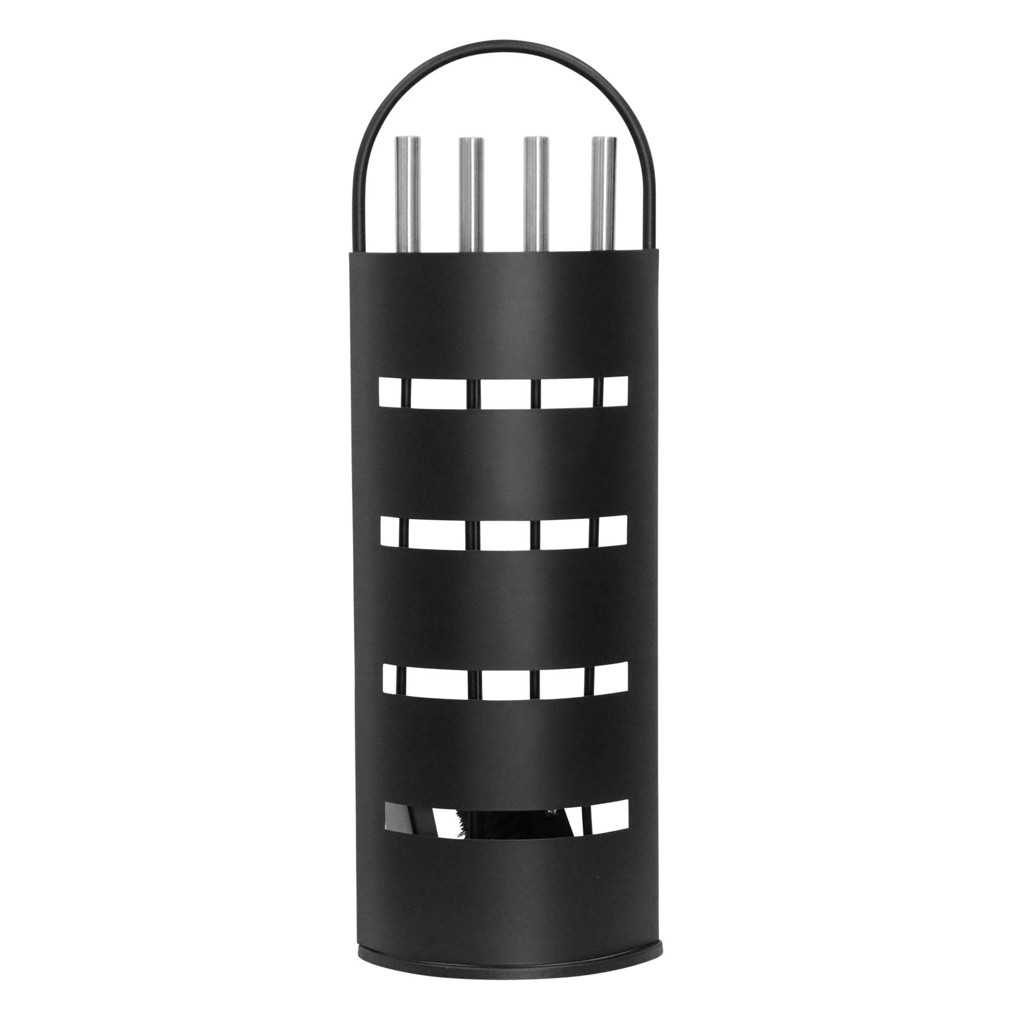 Mucola Kamingarnitur Kaminreinigungs Set 6-tlg. Kaminbesteck Kaminwerkzeuge Ständer, (Set, 6-teiliges), inkl. Ständer, Schürhaken, Ascheschaufel, Besen, Zange Handschuhe