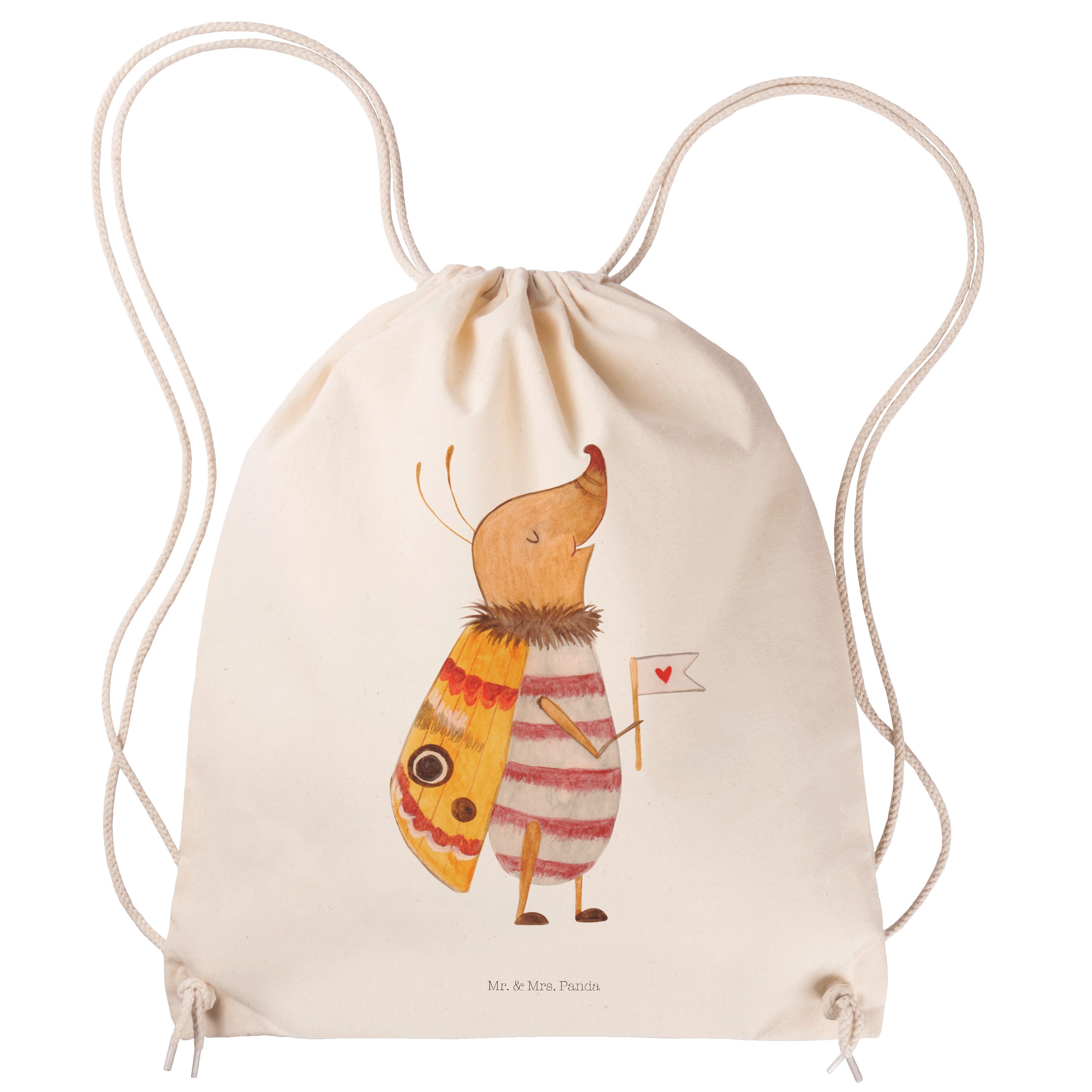 Mr. & Mrs. Panda Sporttasche Nachtfalter mit Fähnchen - Transparent - Geschenk, lustige Sprüche, S (1-tlg) | Canvas-Taschen