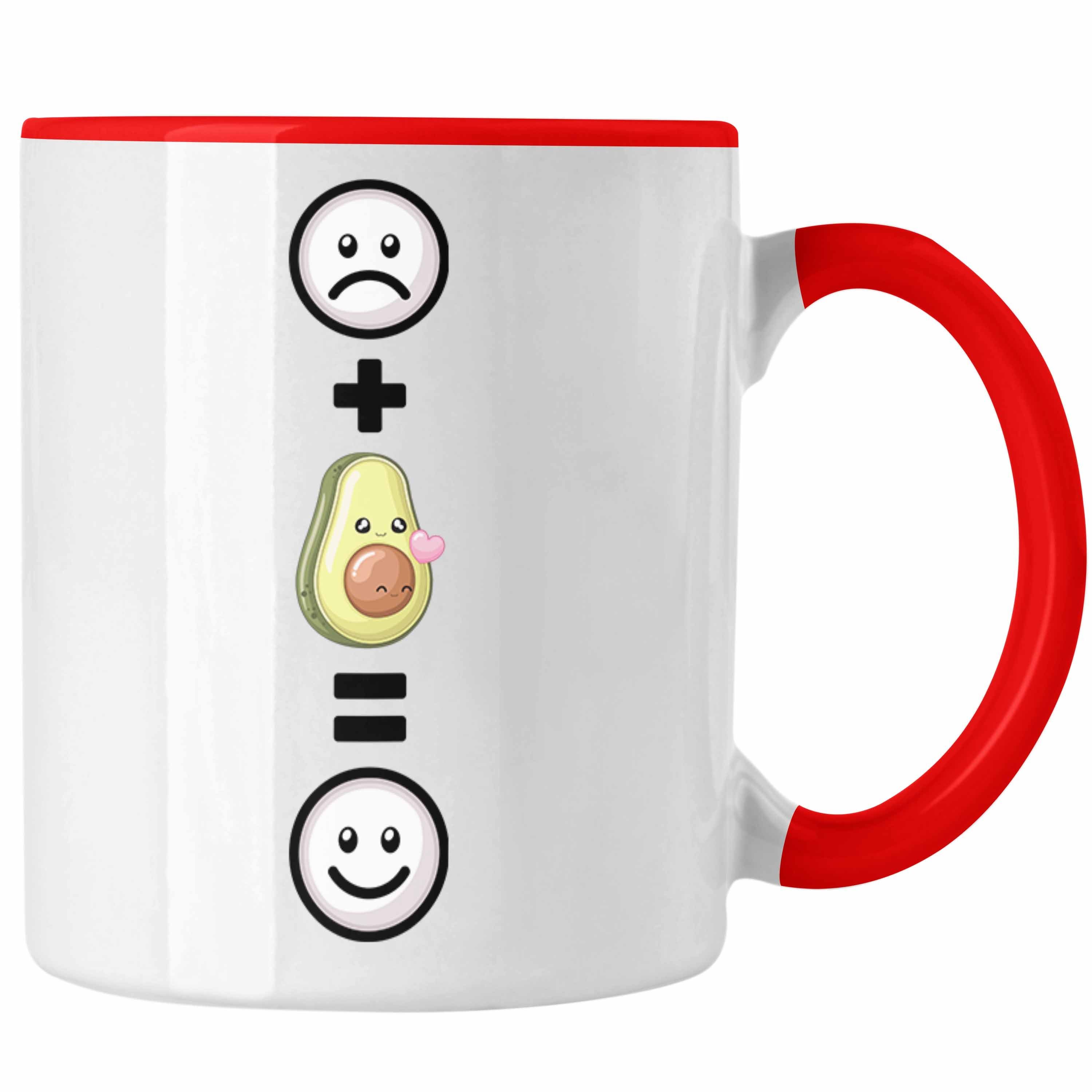 Trendation Tasse Avocado Tasse Geschenk für Avocado Liebhaber :(Avocado) Lustig Rot