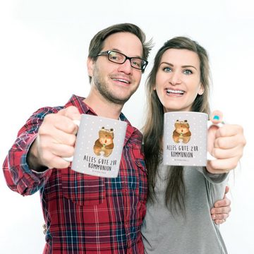 Mr. & Mrs. Panda Kinderbecher Bär Kommunion - Grau Pastell - Geschenk, Kindergarten Tasse, Kunststo, Kunststoff, Bruchfest